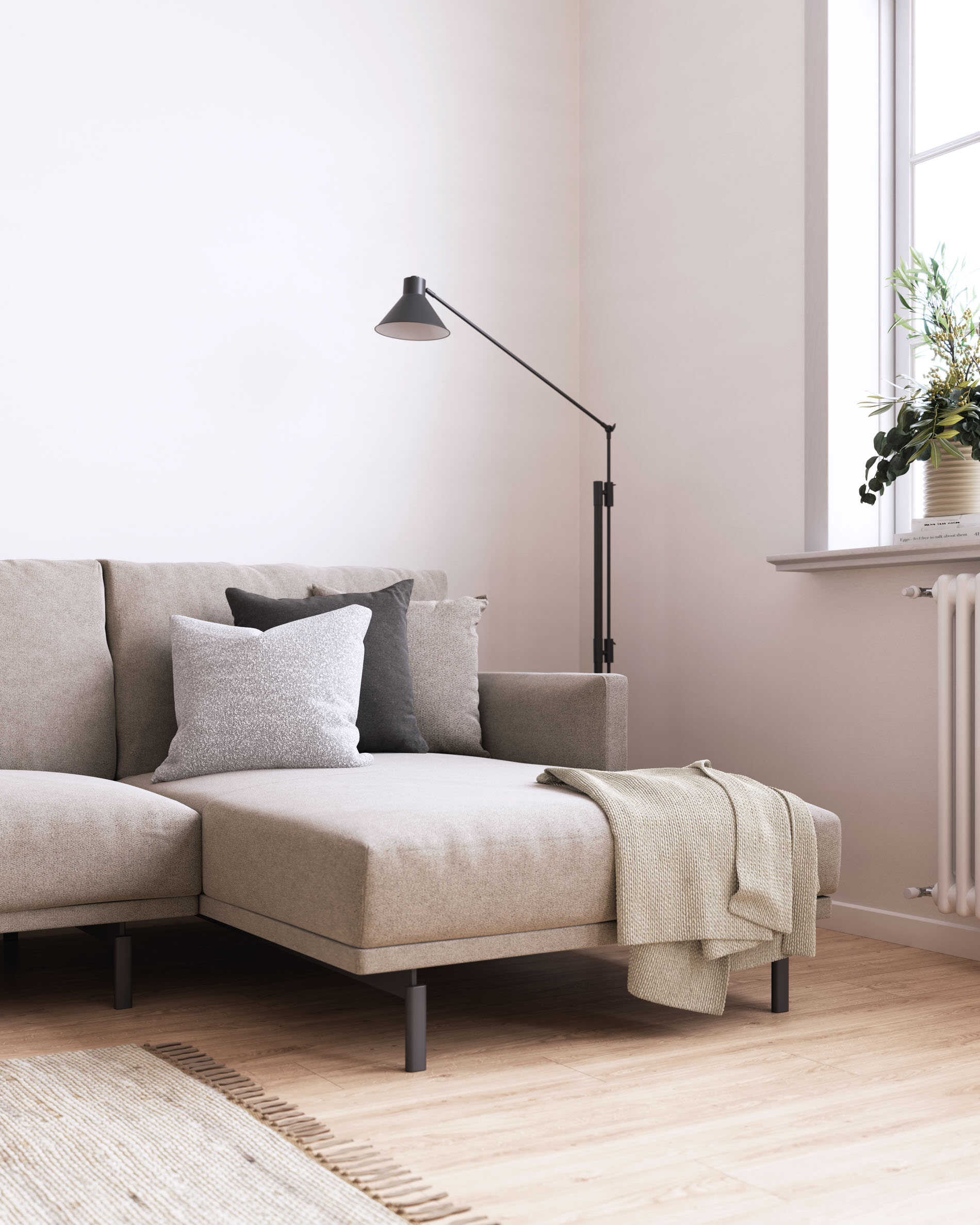 Kave Home 4-zits Loungebank 'Galene' Rechts, 314cm, kleur Beige
