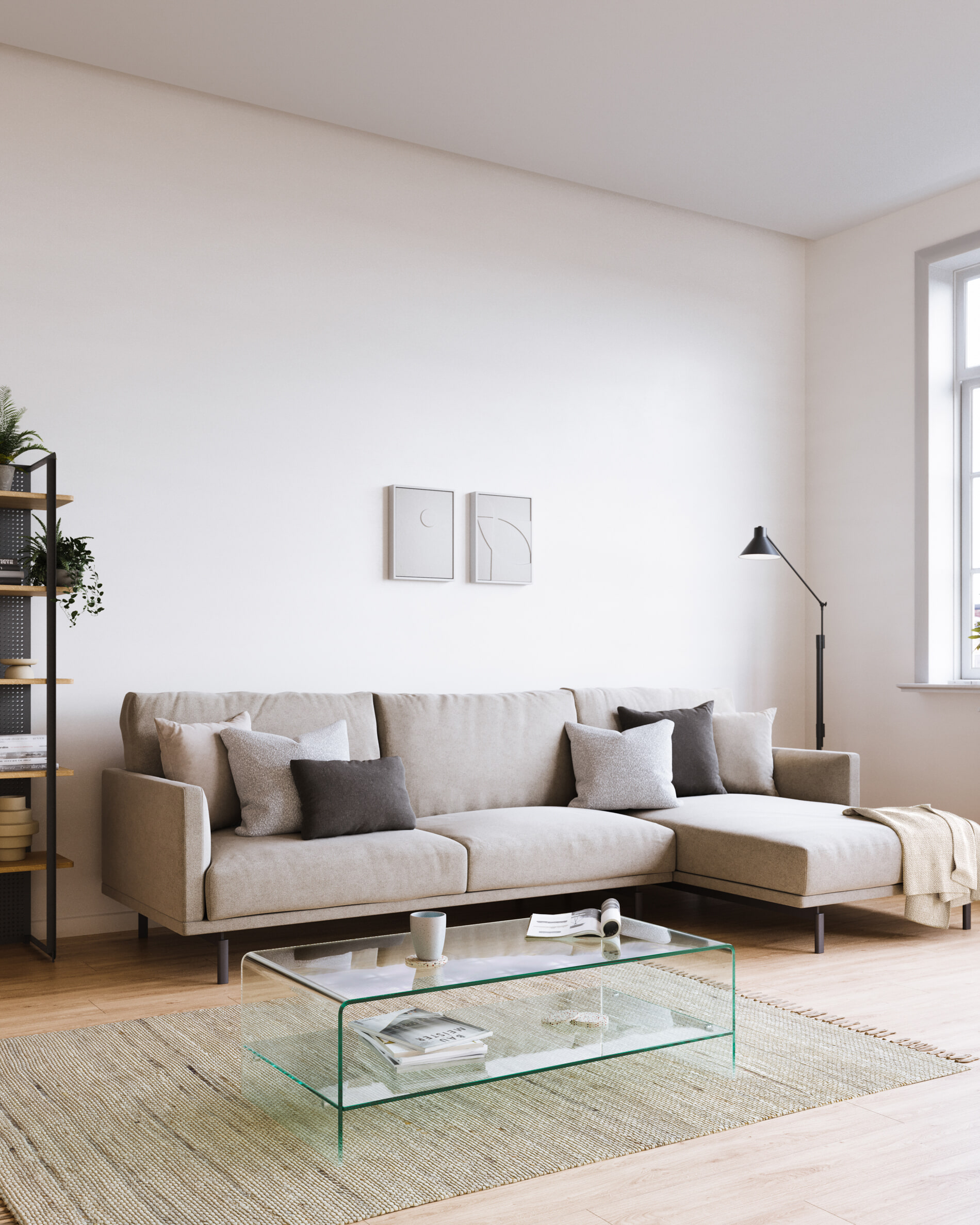 Kave Home Glazen Salontafel 'Burano' met onderplank, 110 x 55 cm