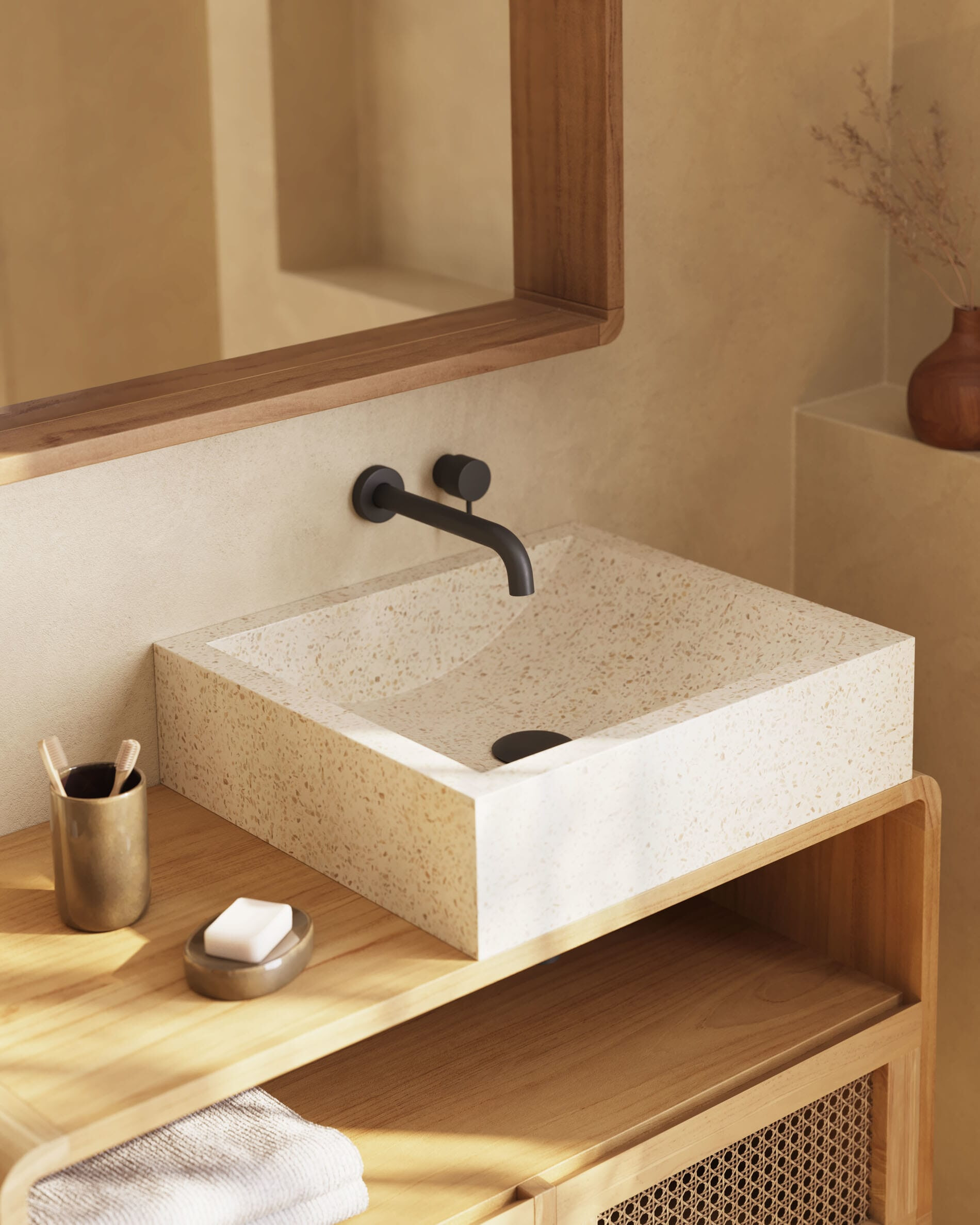 Kave Home Badkamermeubel 'Sabiela' Teak, 86 x 45 cm (excl. waskom)
