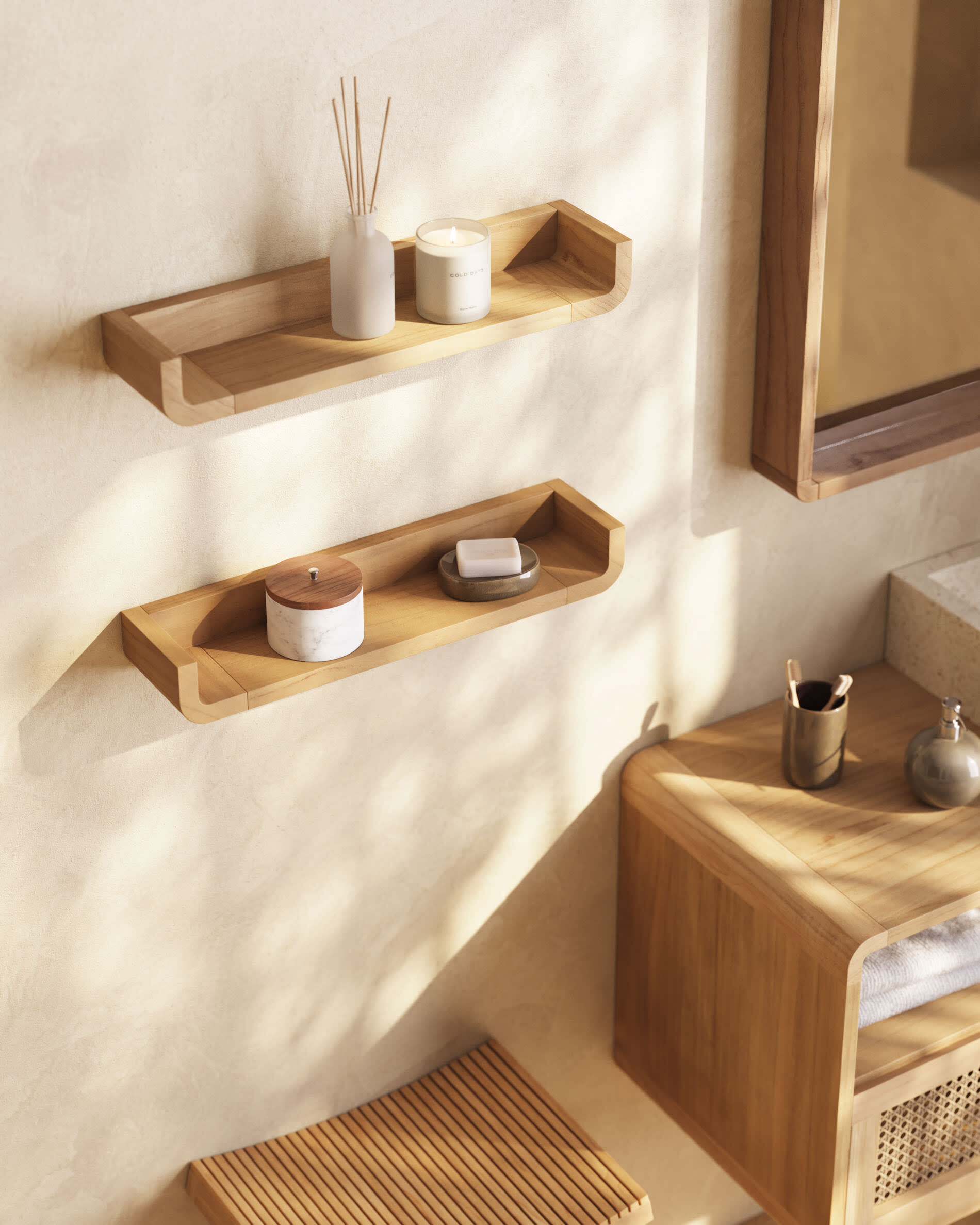 Kave Home Badkamermeubel 'Sabiela' Teak, 86 x 45 cm (excl. waskom)