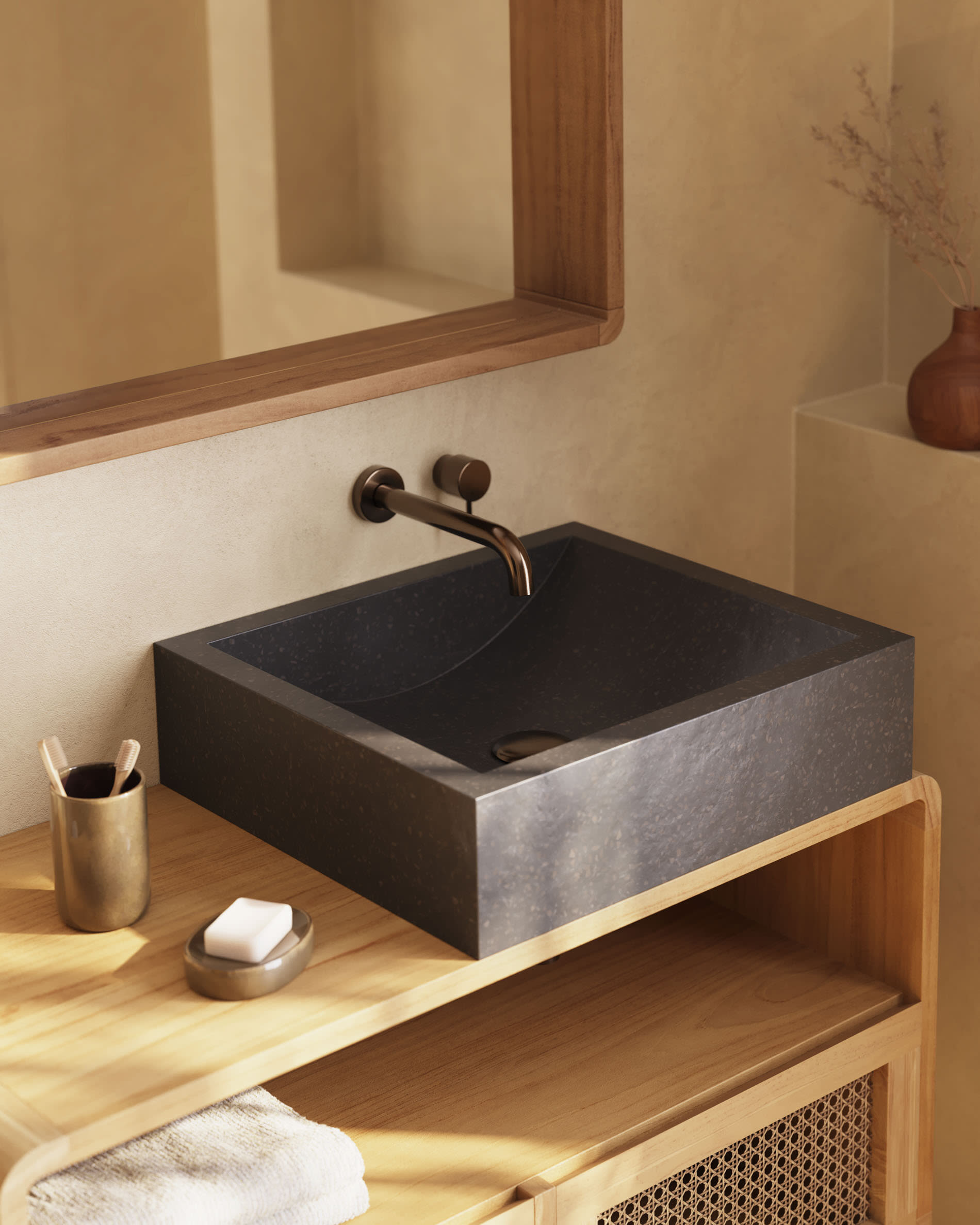 Kave Home Badkamermeubel 'Sabiela' Teak, 86 x 45 cm (excl. waskom)