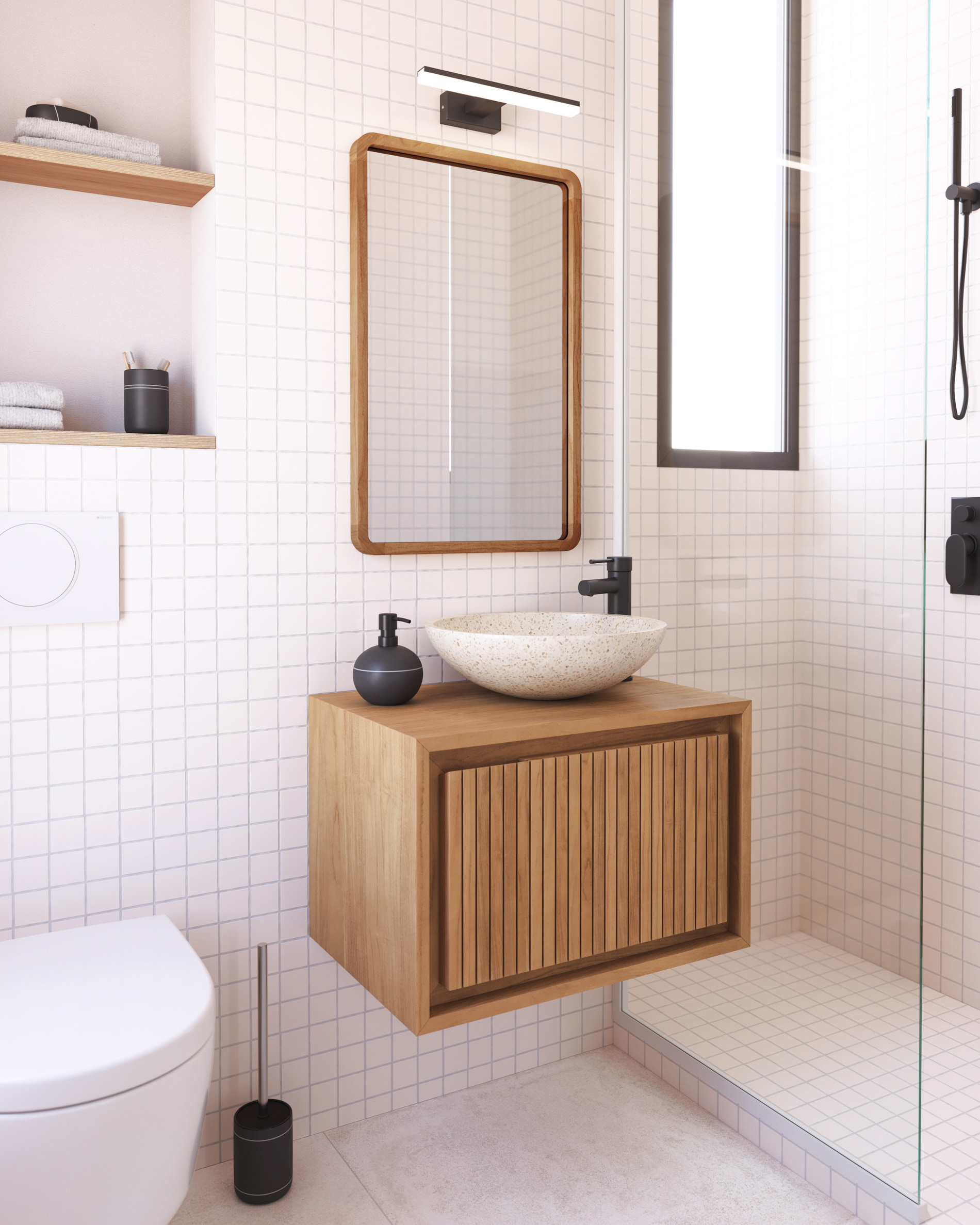 Kave Home Spiegel 'Shamel' Teakhout, 70 x 45cm, kleur Naturel