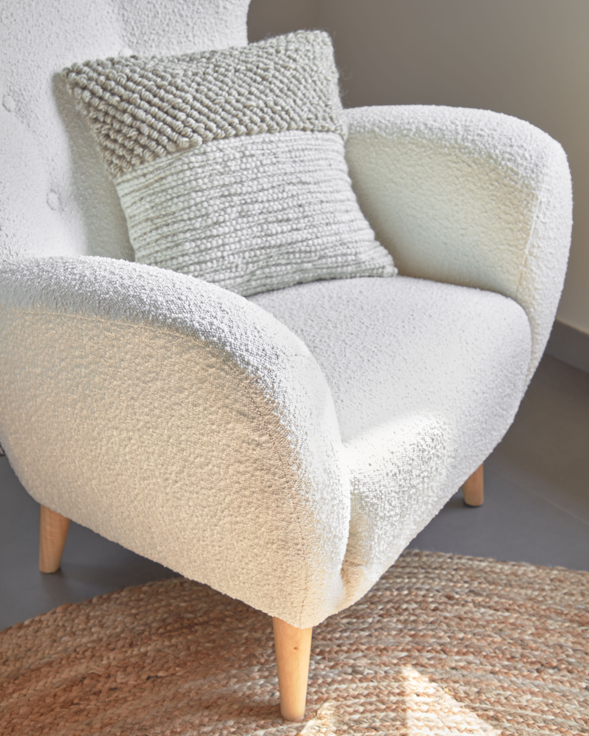 Kave Home Fauteuil 'Patio' Bouclé, kleur Wit
