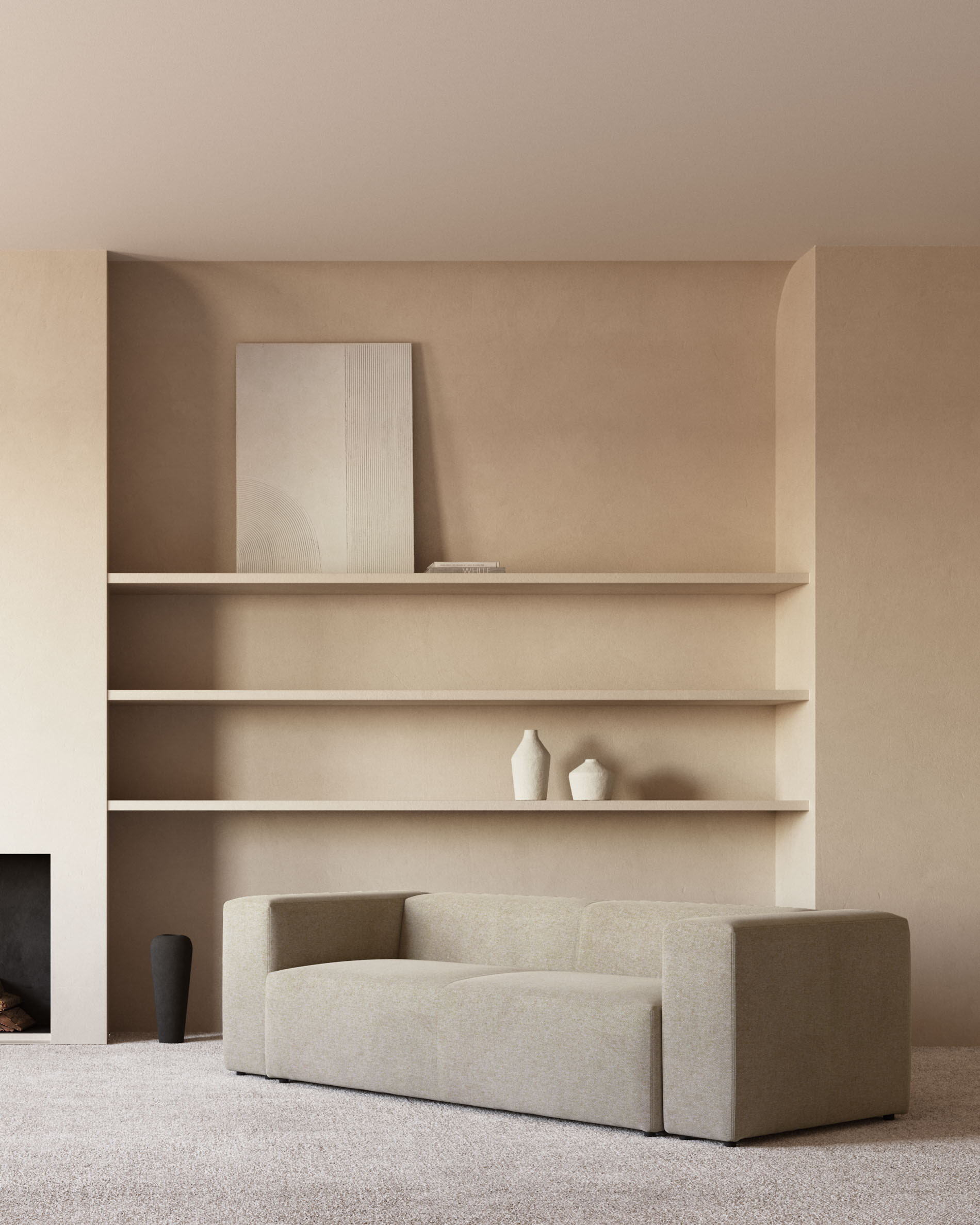 Kave Home 2-zits Bank 'Blok' 210cm, kleur Beige