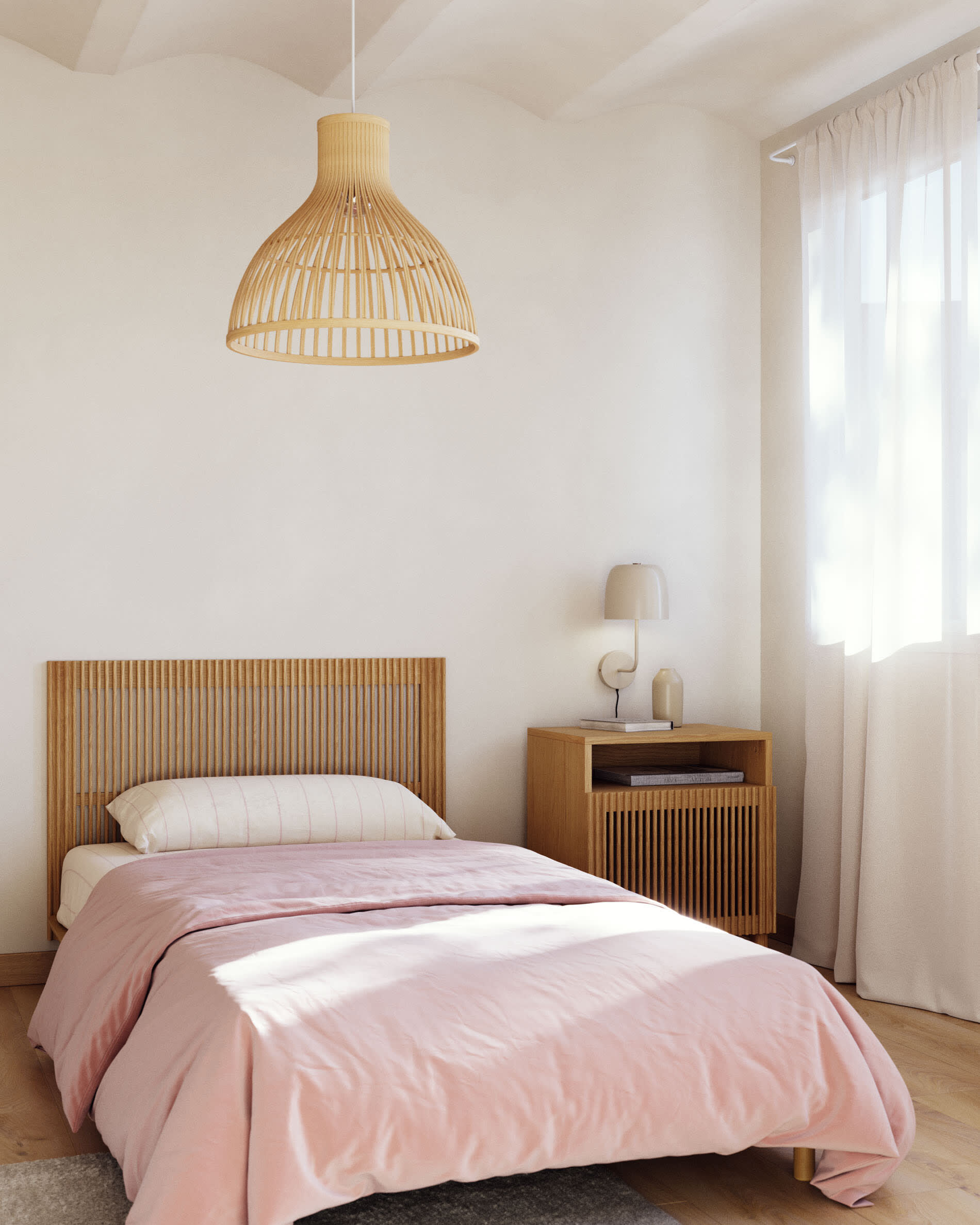 Kave Home Nachtkastje 'Beyla' Eikenhout, 53 x 62cm, kleur Naturel