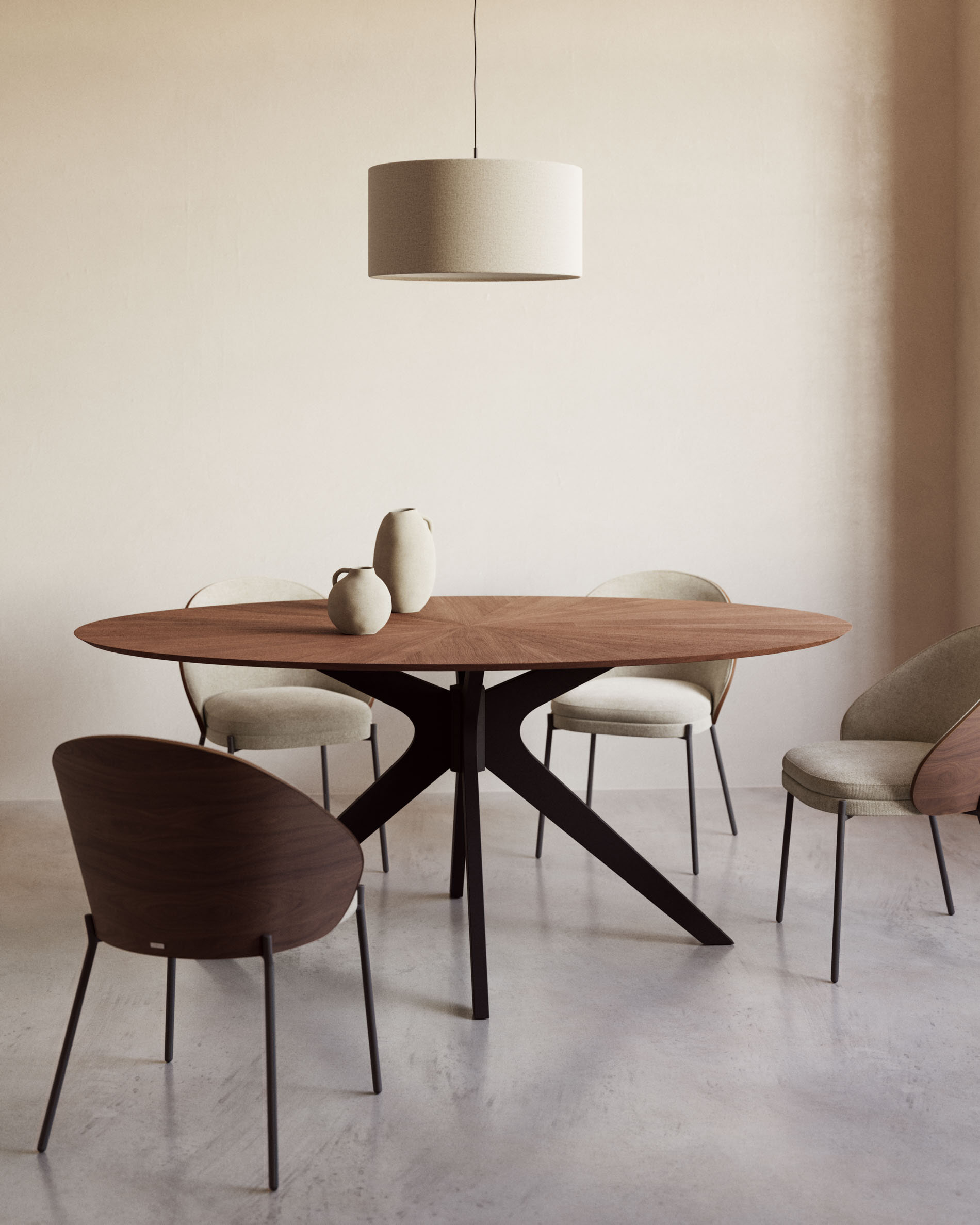 Kave Home Eetkamerstoel 'Eamy' Essenhout, kleur Lichtbruin
