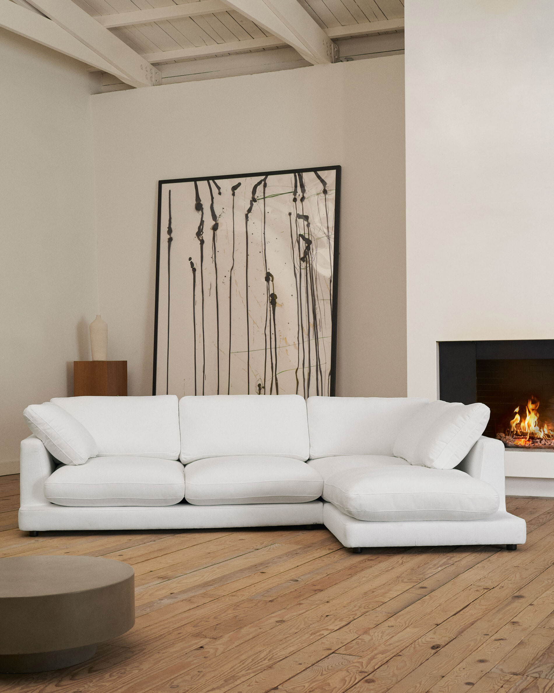 Kave Home 4-zits Loungebank 'Gala' Rechts, Chenille, kleur Wit