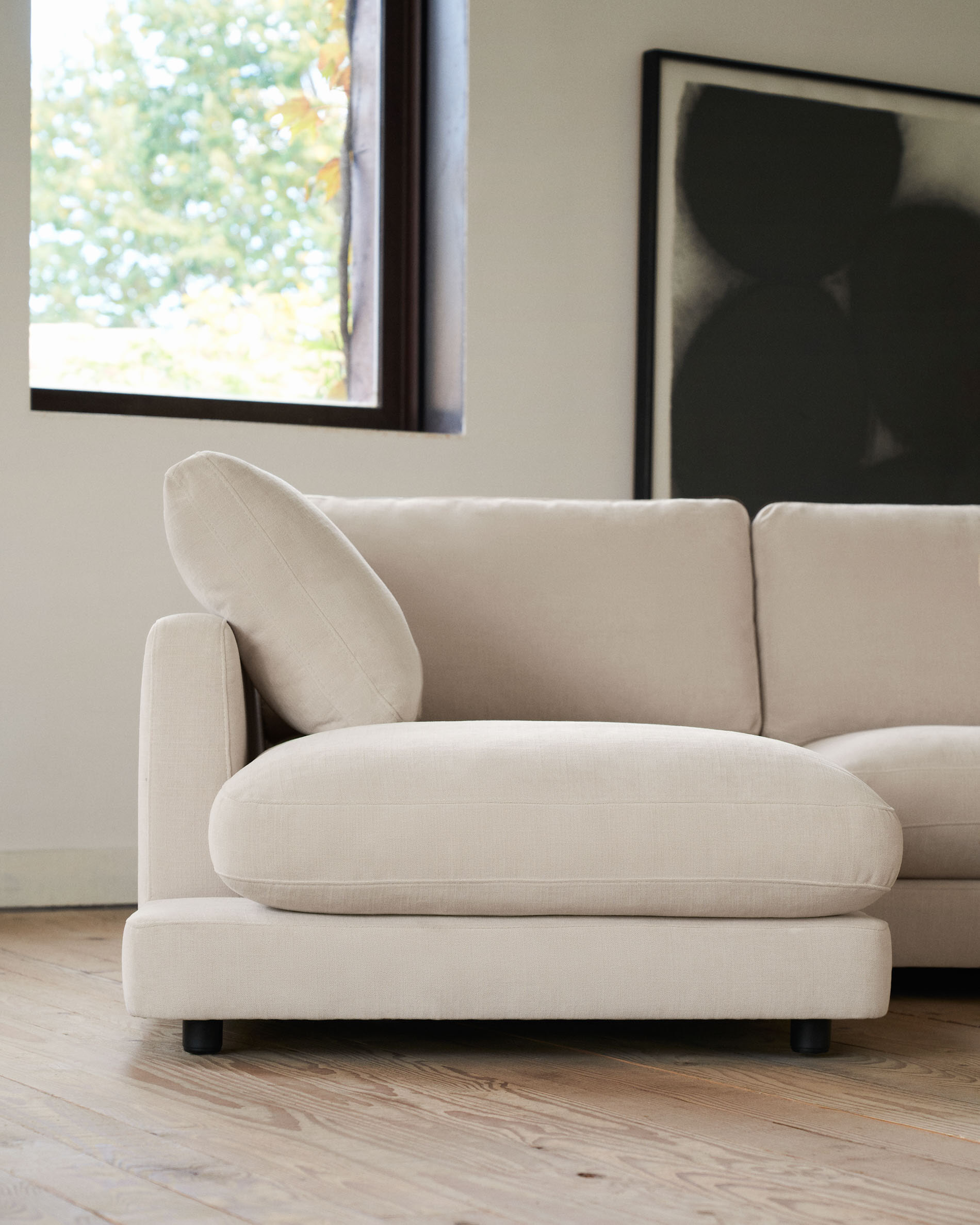 Kave Home 4-zits Loungebank 'Gala' Links, Chenille, kleur Beige