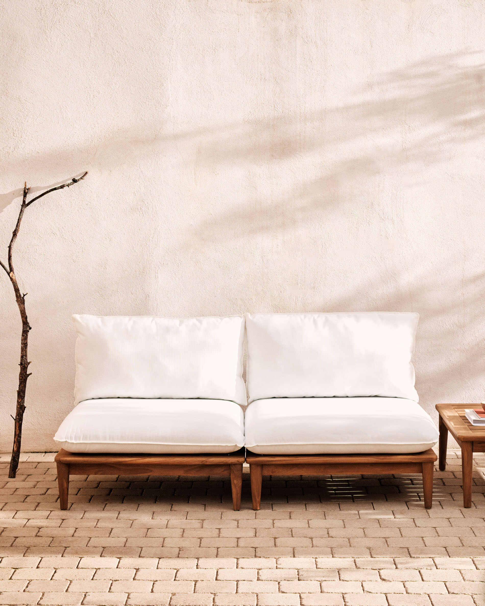 Kave Home Modulaire Loungebank 'Portitxol' Teakhout, Met 2 fauteuils