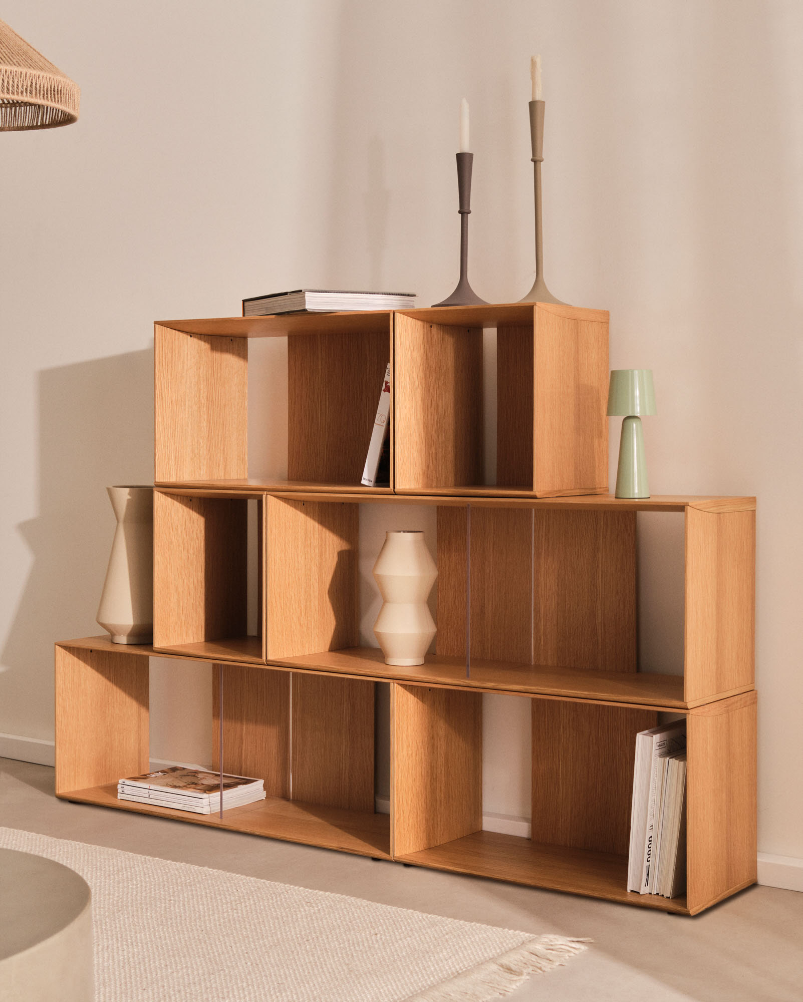 Kave Home Modulair Wandrek 'Litto' Eiken, 76 x 101 cm