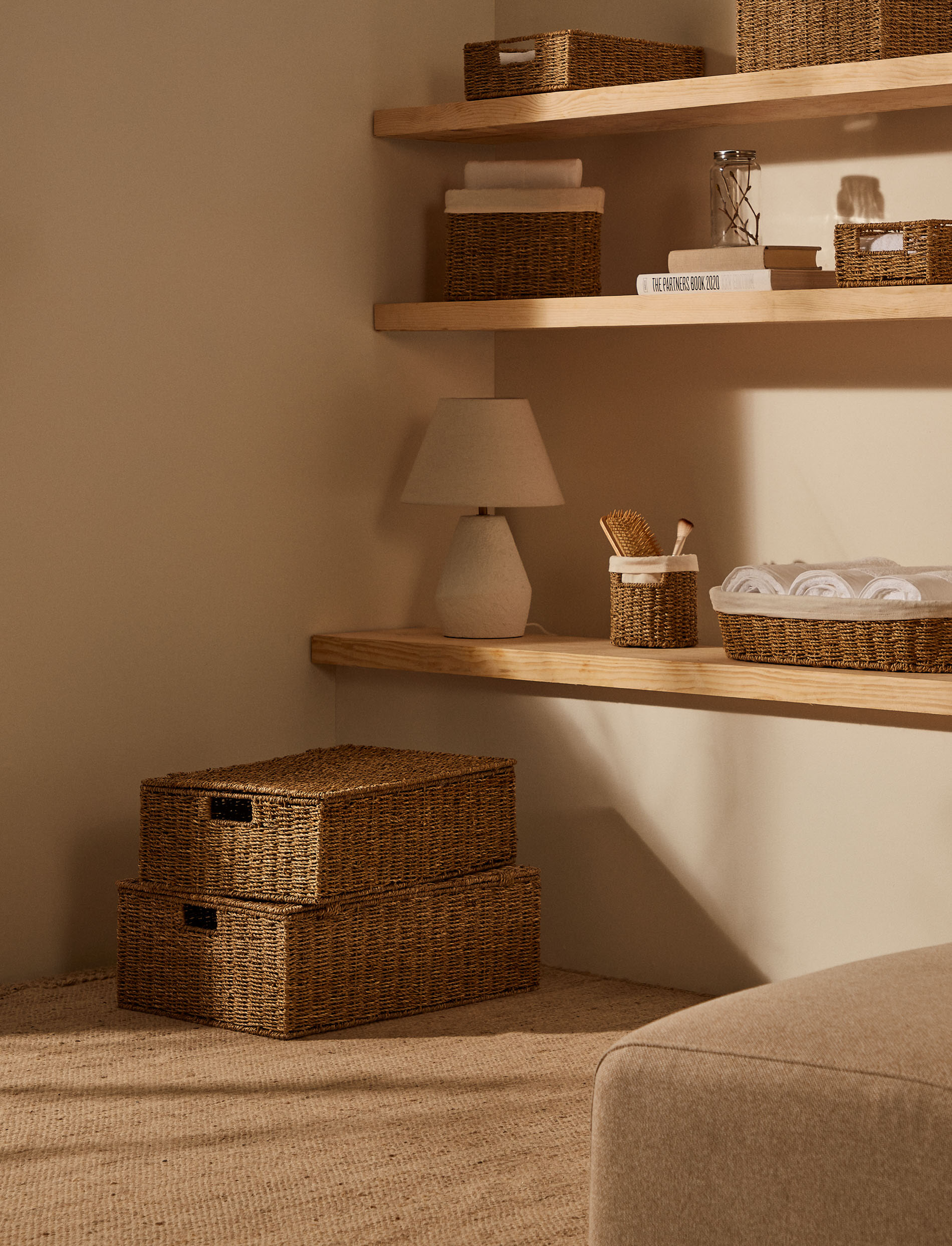 Kave Home Mand 'Tossa' Set van 2 stuks, Zeegras