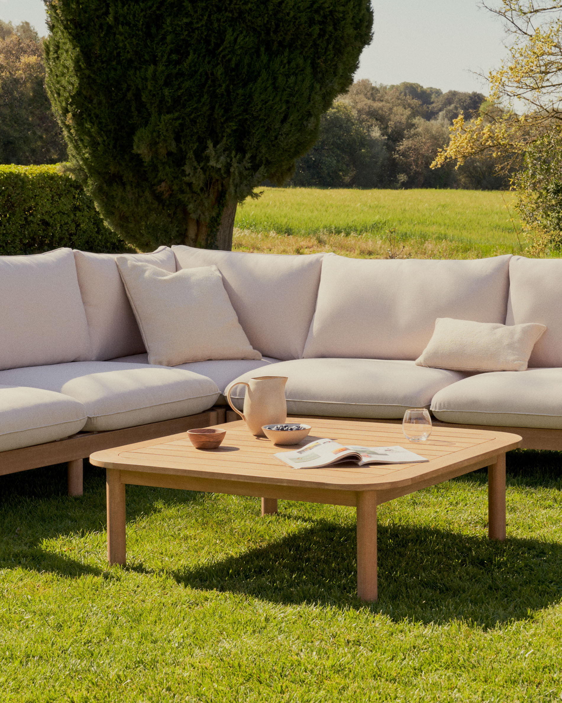 Kave Home 5-zits Hoek Loungeset 'Sacova' Eucalyptushout