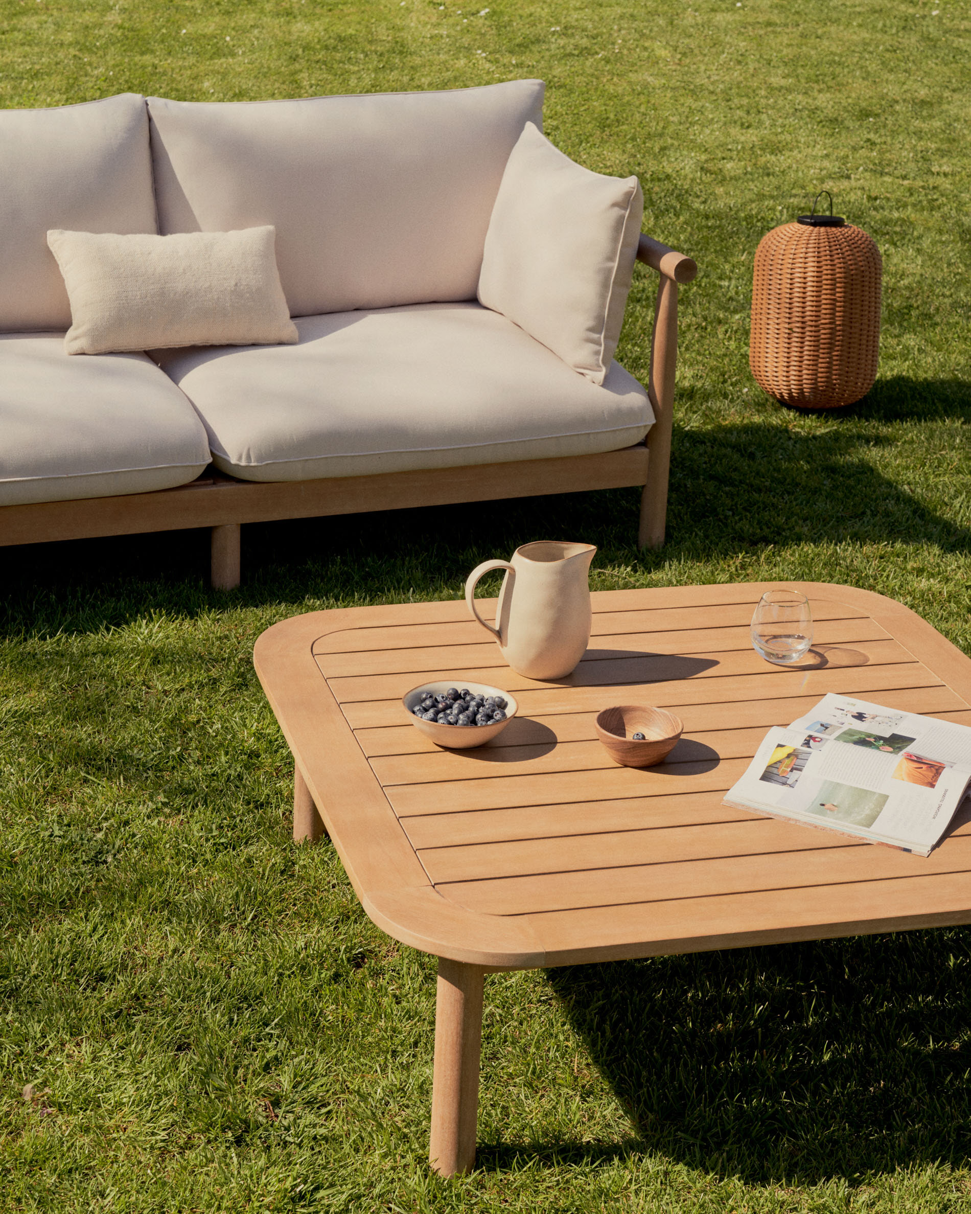 Kave Home 5-zits Hoek Loungeset 'Sacova' Eucalyptushout