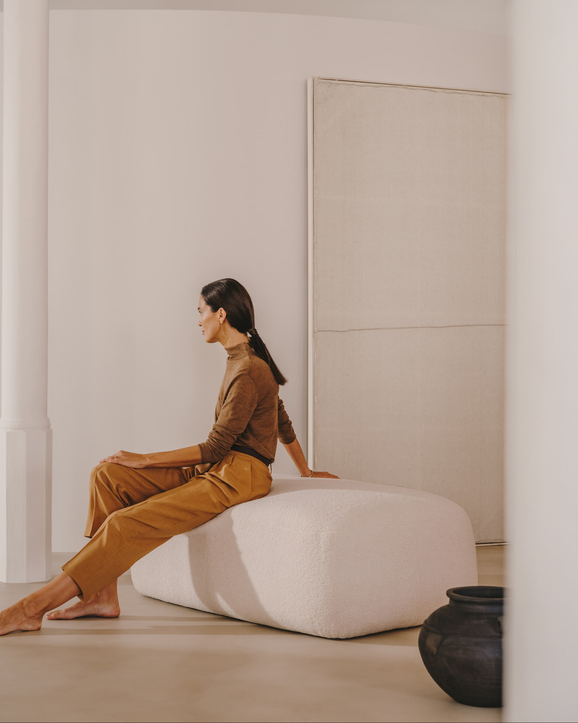 Kave Home Hocker 'Martina' Bouclé, 123 x 85cm