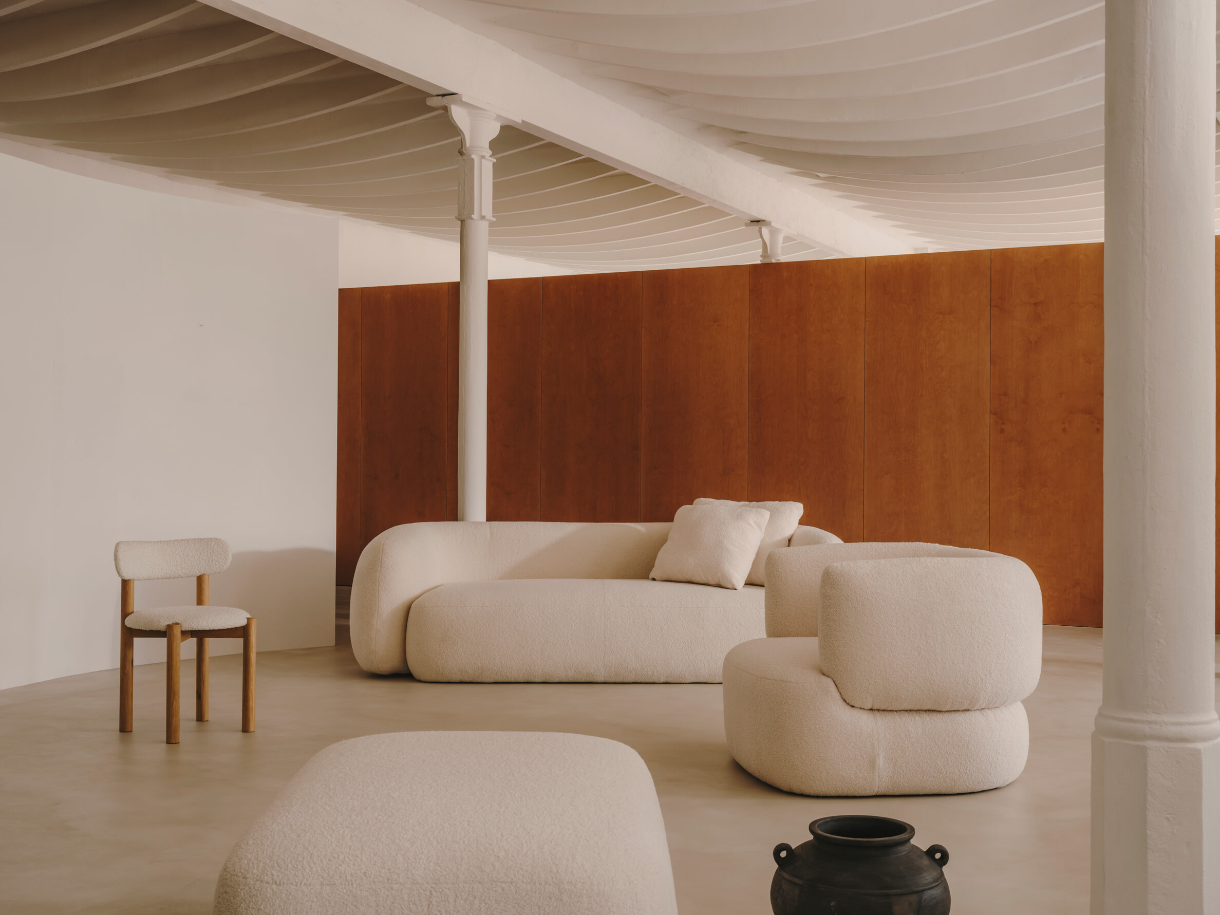 Kave Home Hocker 'Martina' Bouclé, 123 x 85cm