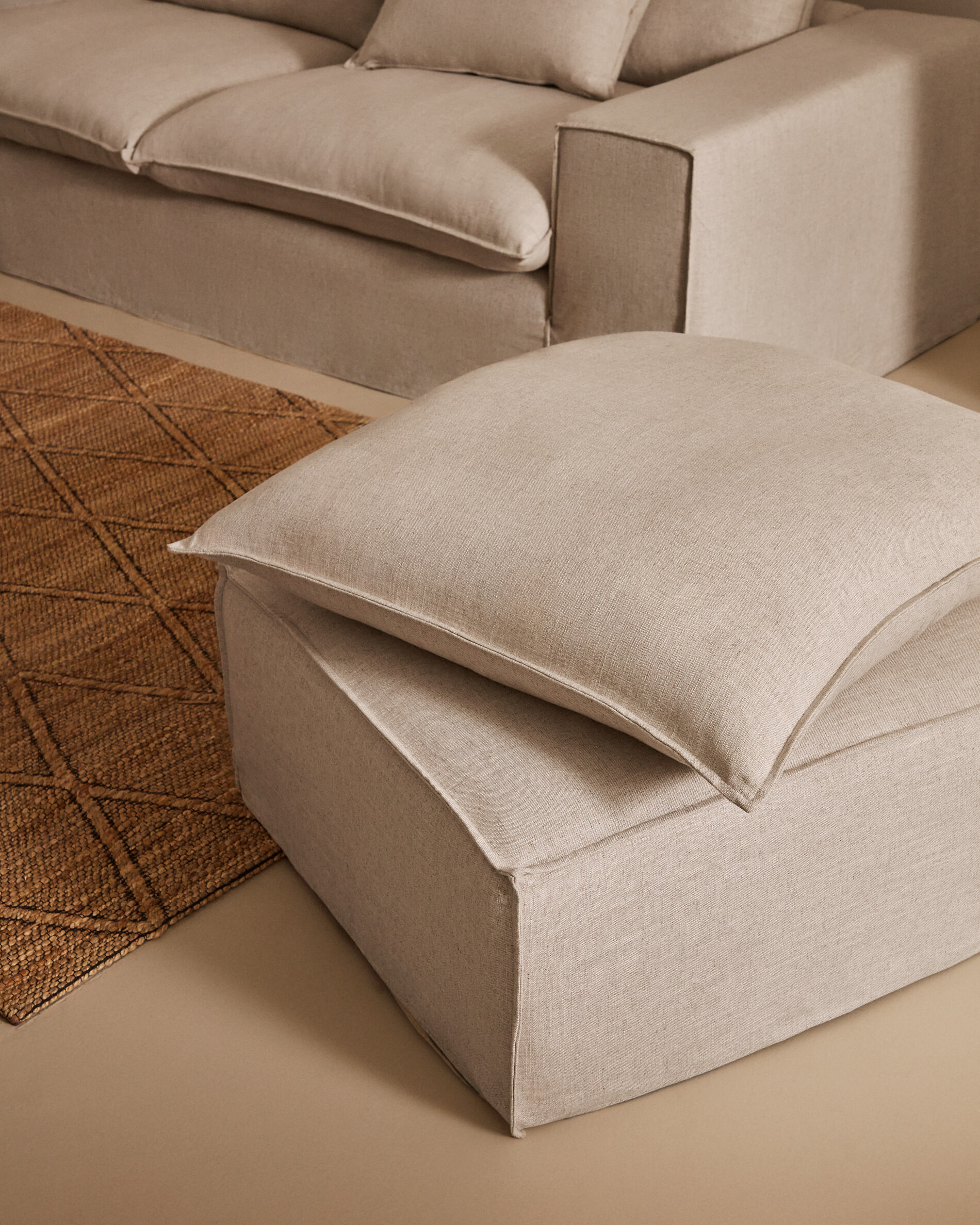Kave Home 3-zits Bank 'Anarela' Linnen, 280cm, kleur Beige