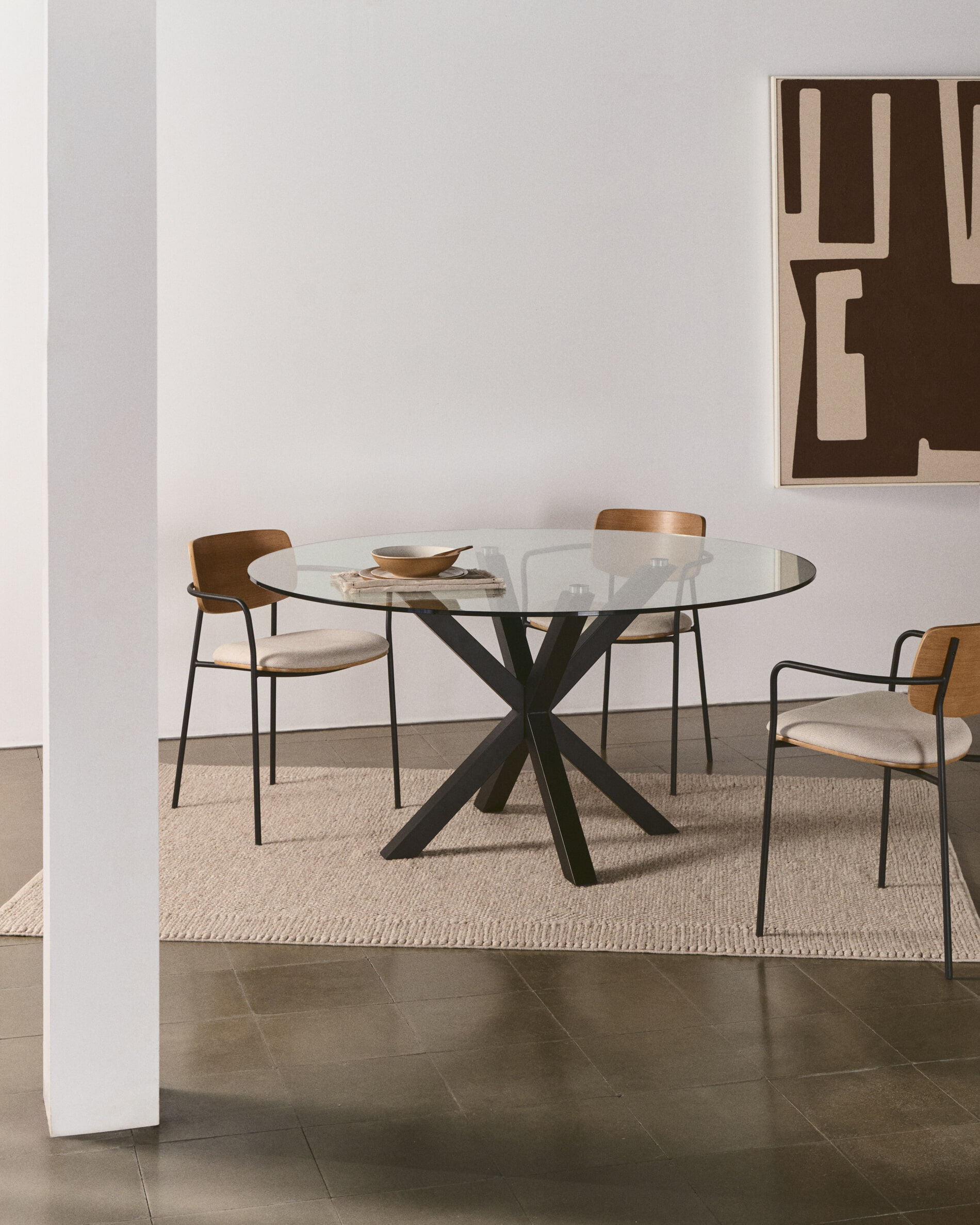 Kave Home Ronde Eettafel 'Argo' Glas, 150cm, kleur Zwart