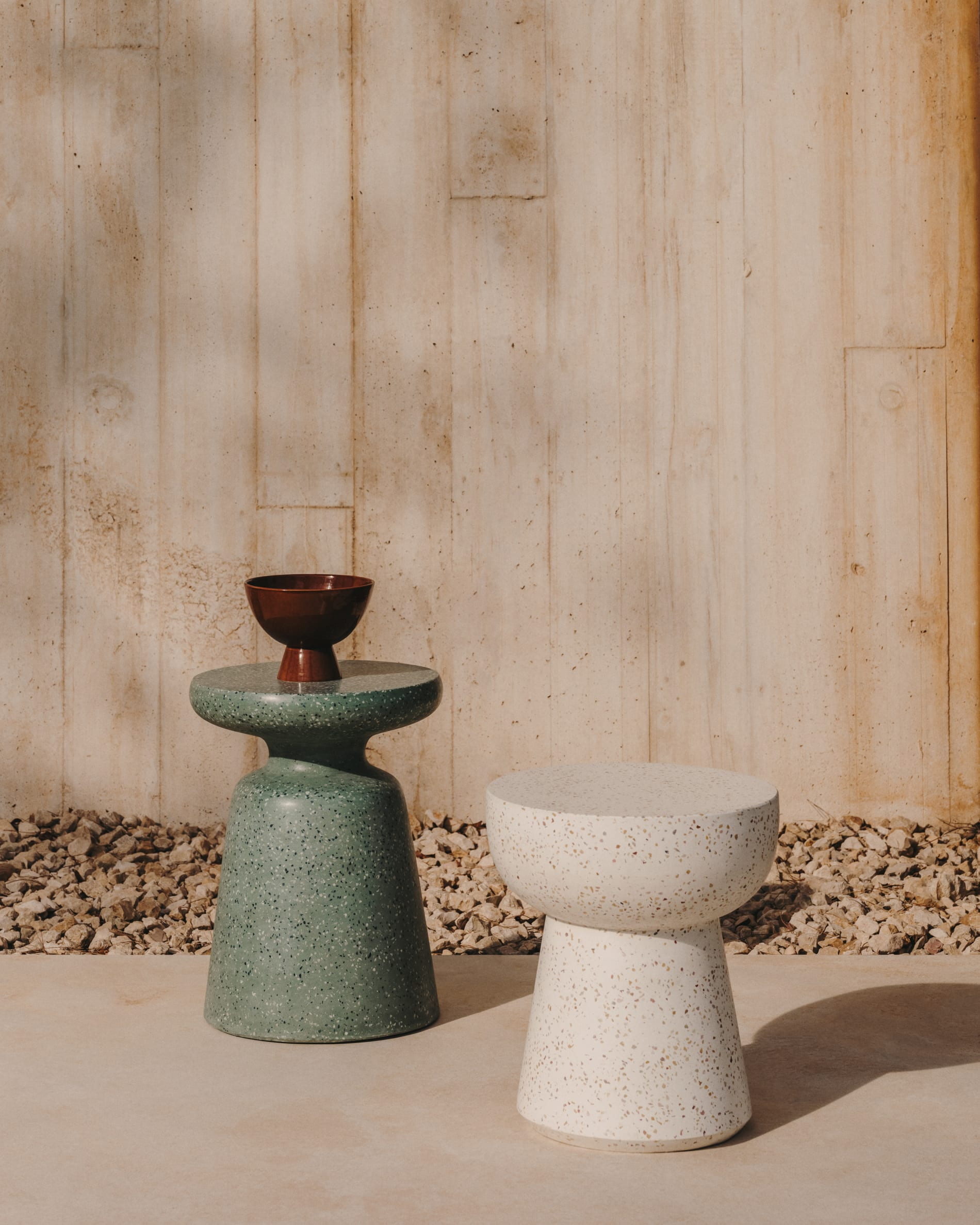 Kave Home Ronde Bijzettafel 'Pada' Terrazzo, 40cm, kleur Wit