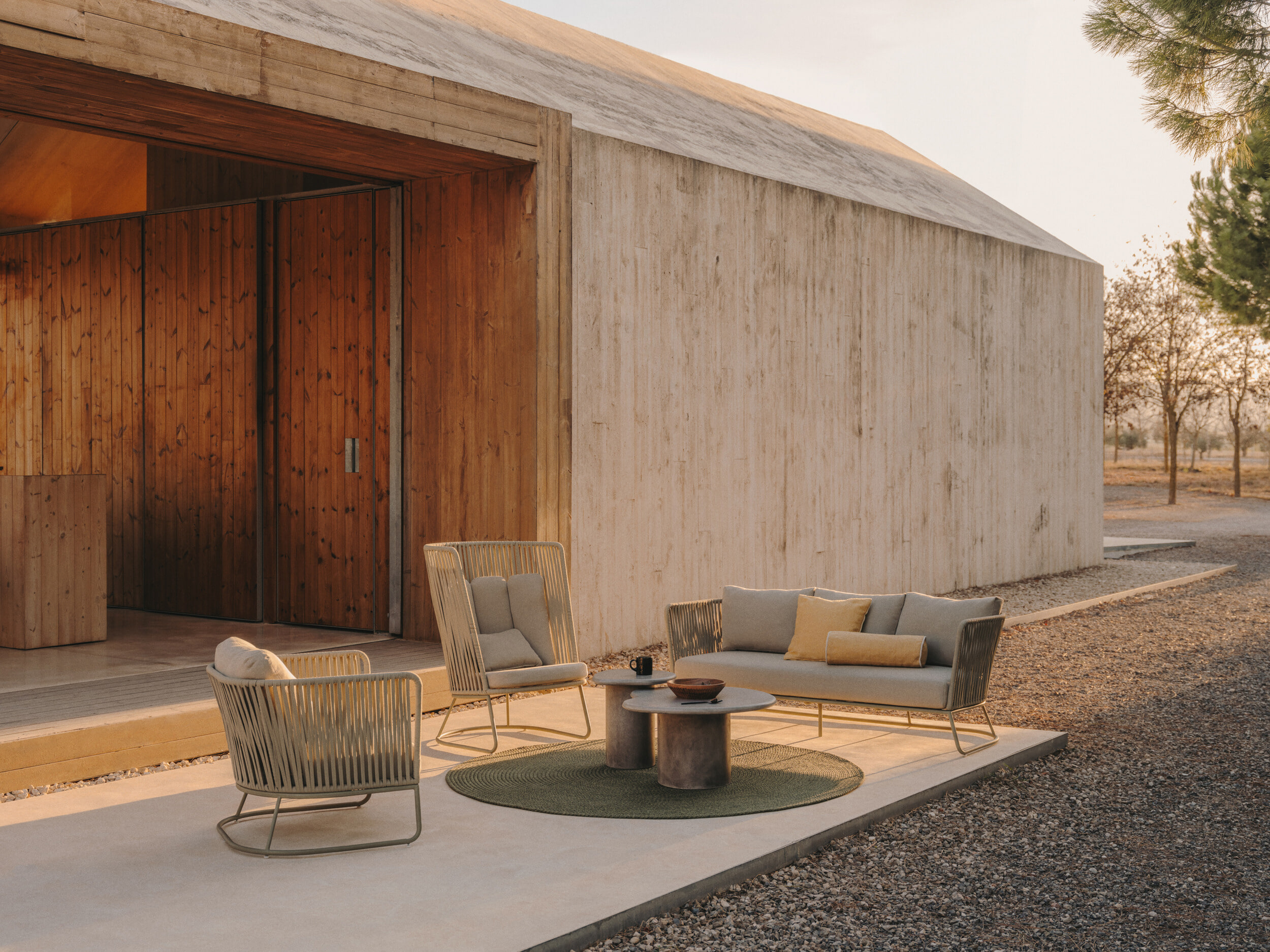 Kave Home 3-zits Loungebank 'Saconca' Gevlochten touw, kleur Groen