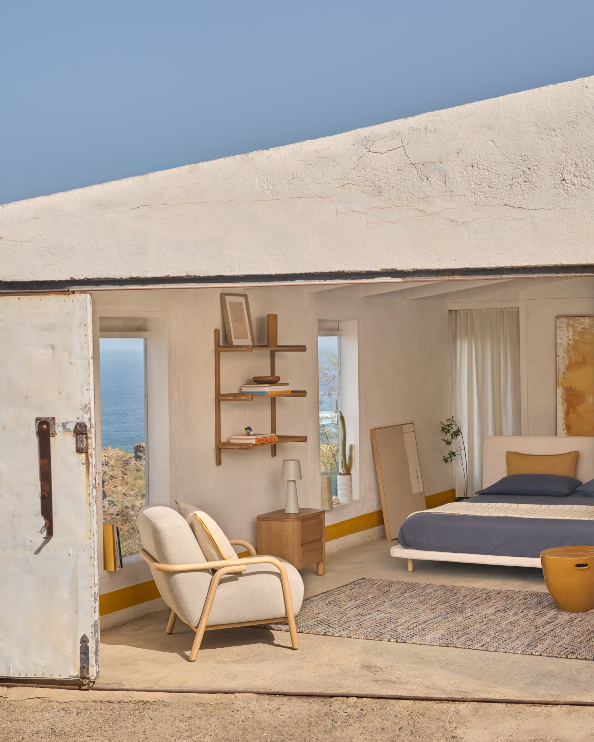 Kave Home Schilderij 'Salin' Verticale streep, Linnen, 100 x 80cm