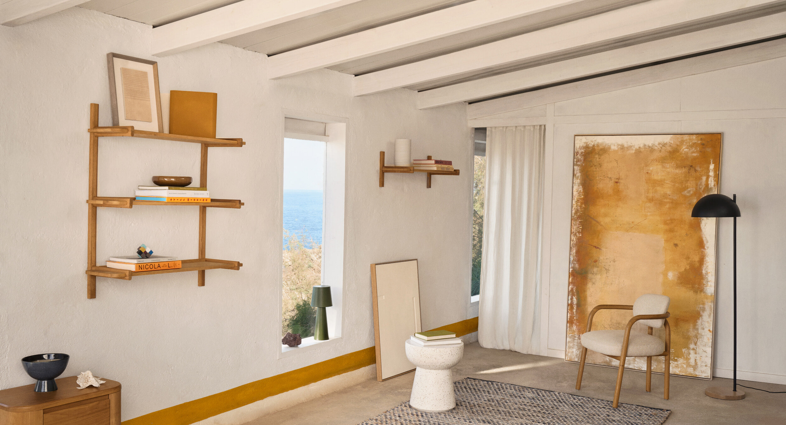 Kave Home Schilderij 'Selnar' XXL 120 x 200cm, kleur Mosterdgeel