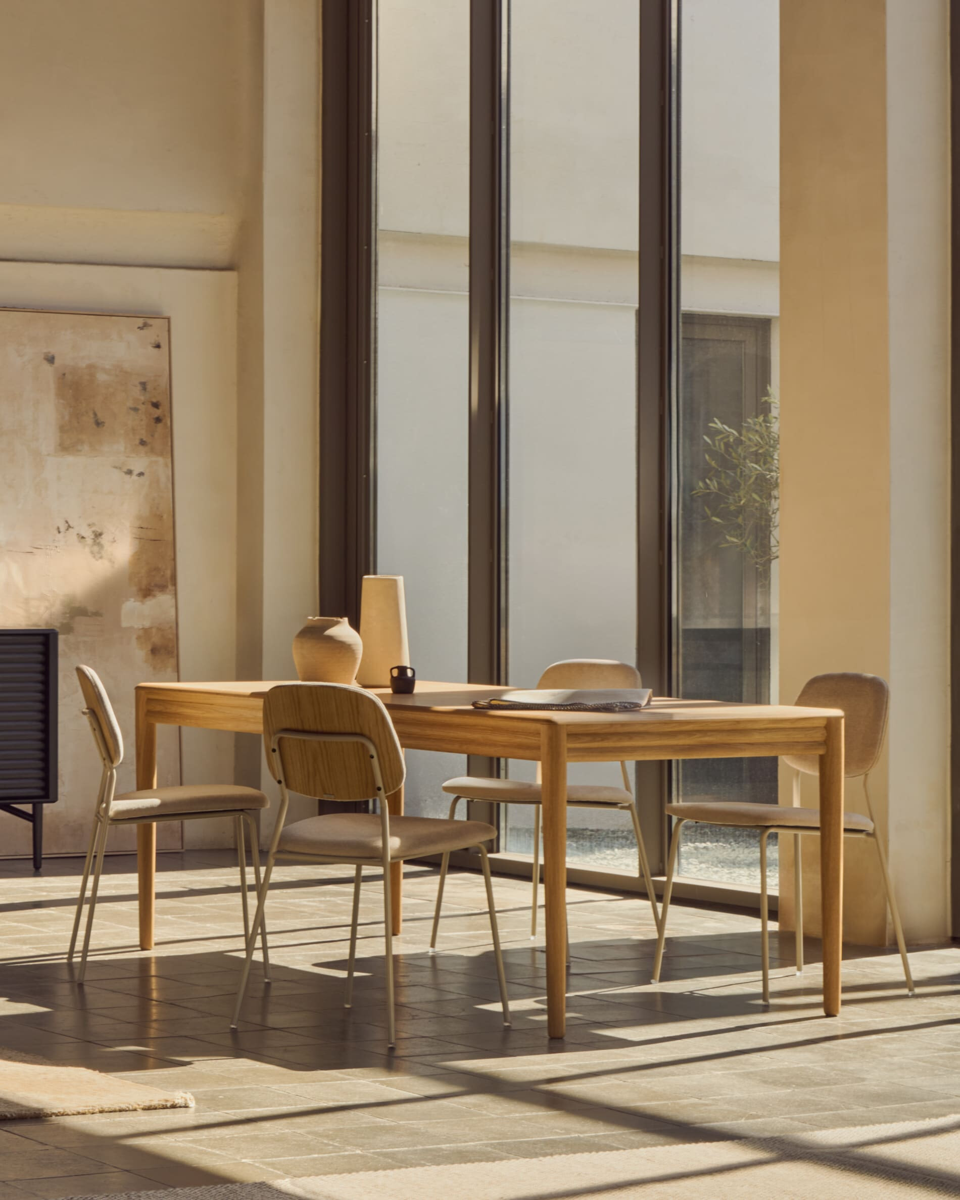 Kave Home Uitschuifbare Eettafel 'Lenon' Eikenhout, 200-280 x 90cm, kleur Naturel