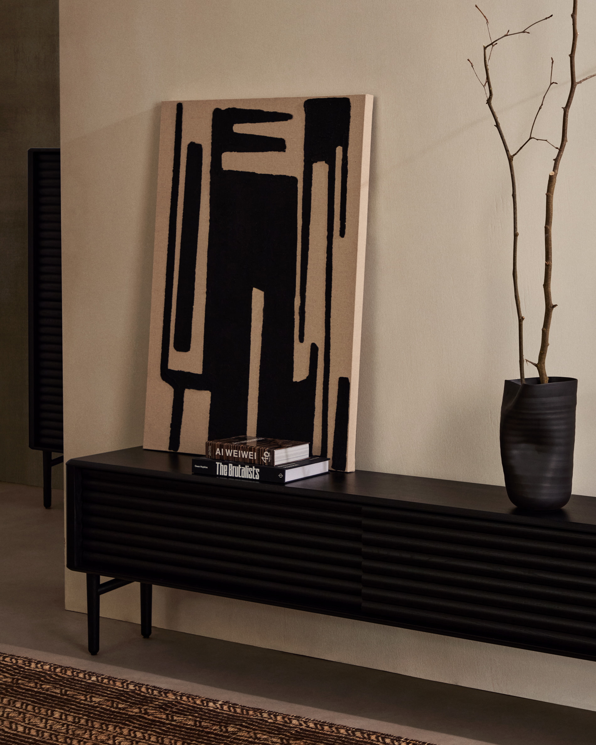 Kave Home TV-meubel 'Lenon' Eikenhout, 200cm, kleur Zwart