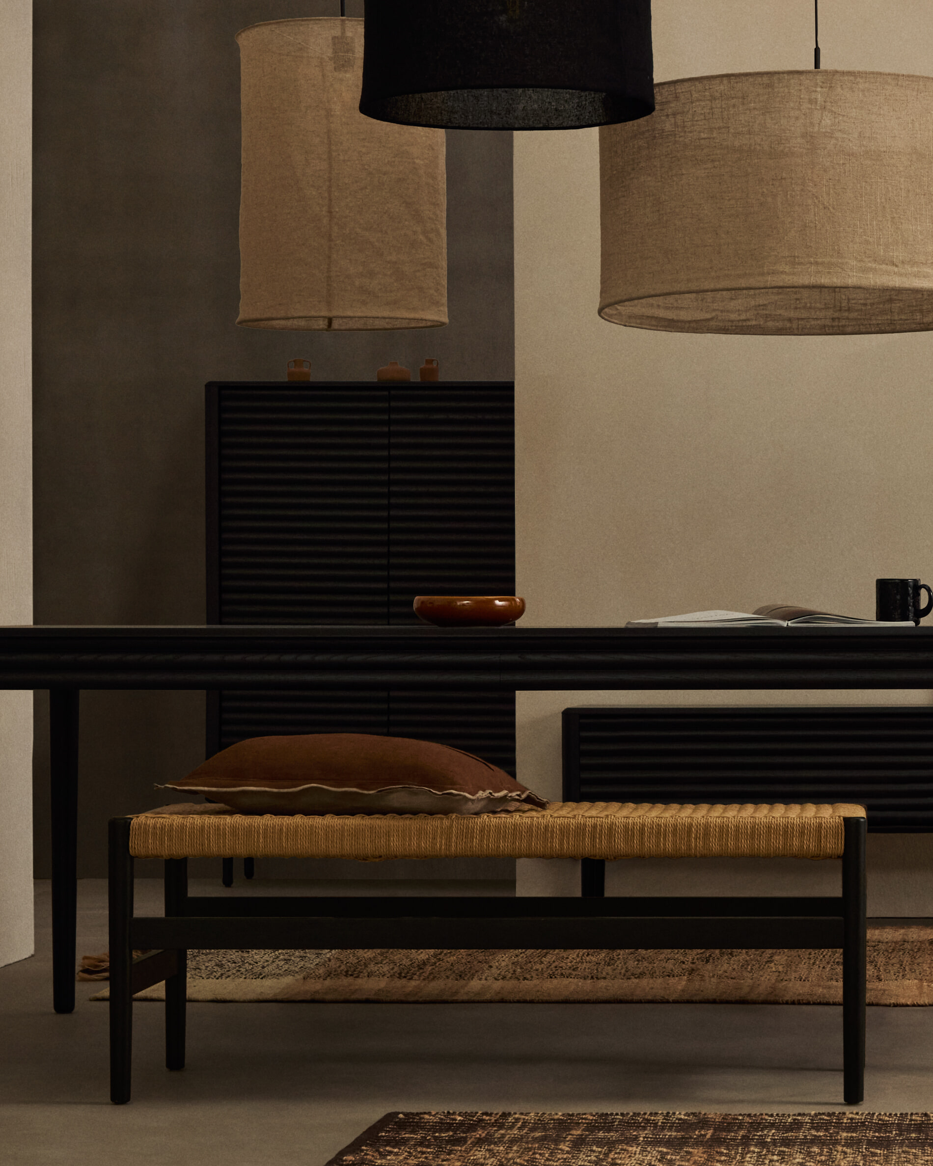 Kave Home Opbergkast 'Lenon' Eikenhout, 144 x 105cm, kleur Zwart