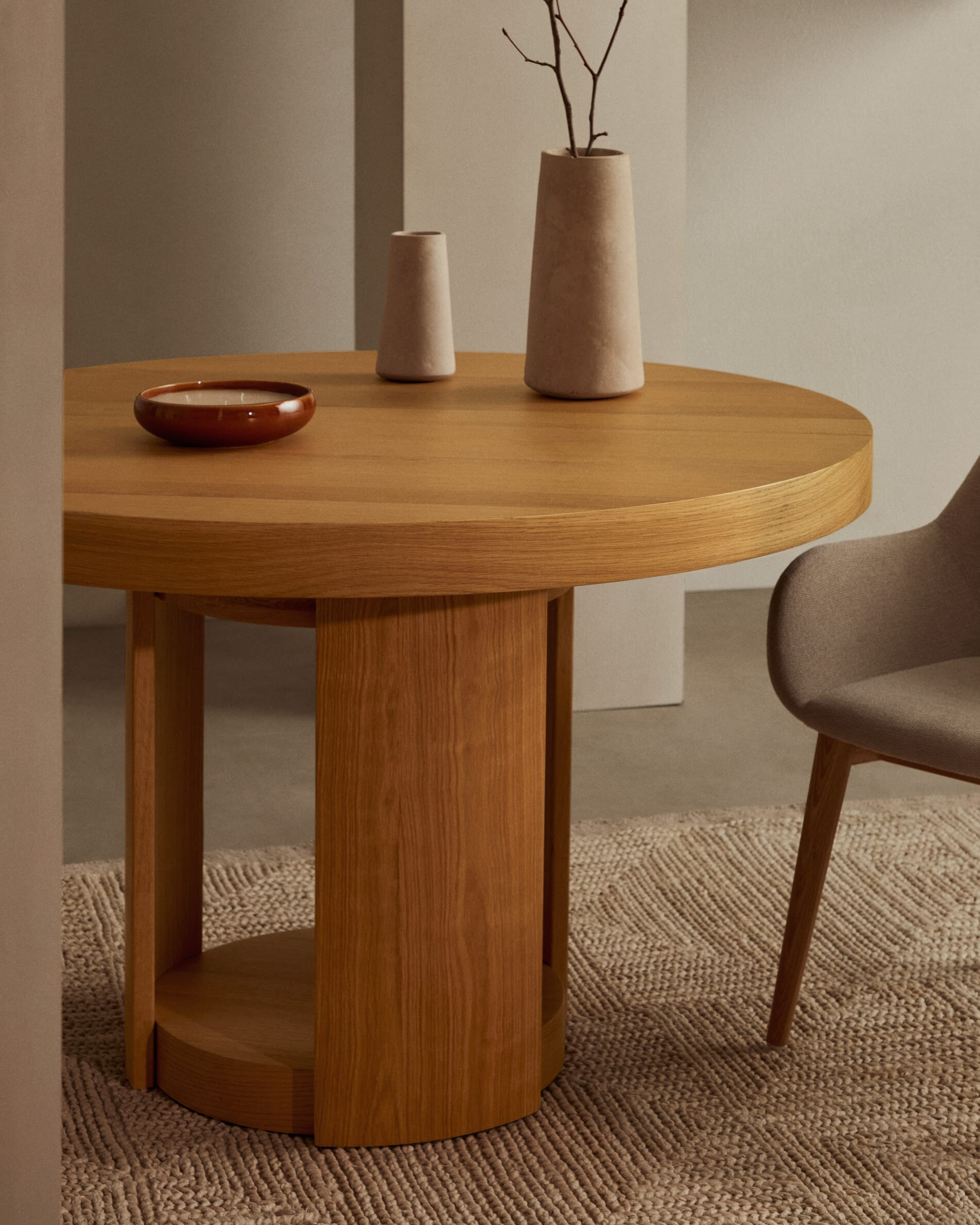 Kave Home Uitschuifbare Ronde Eettafel 'Artis' Eiken, 120-170 x 120cm