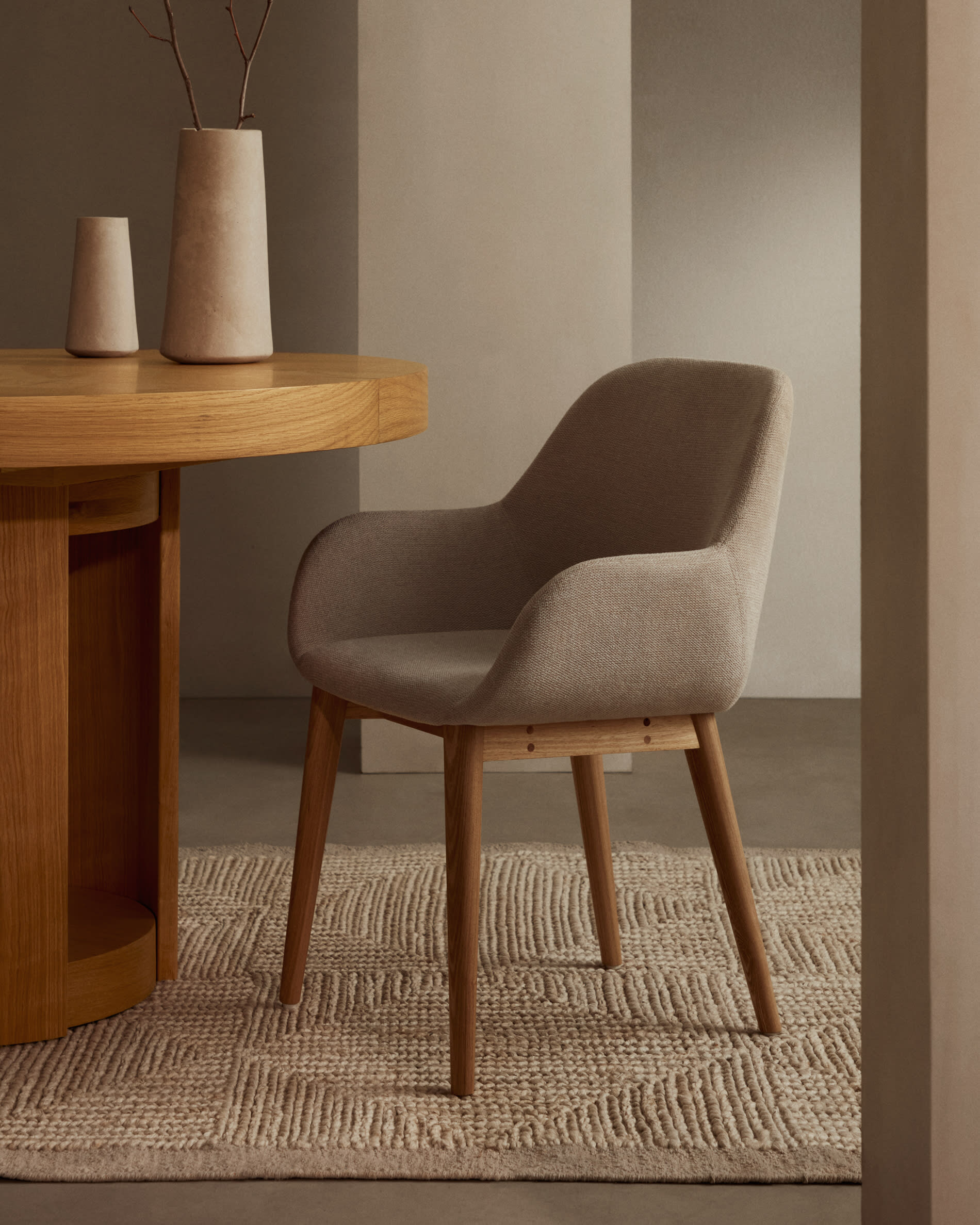 Kave Home Uitschuifbare Ronde Eettafel 'Artis' Eiken, 120-170 x 120cm