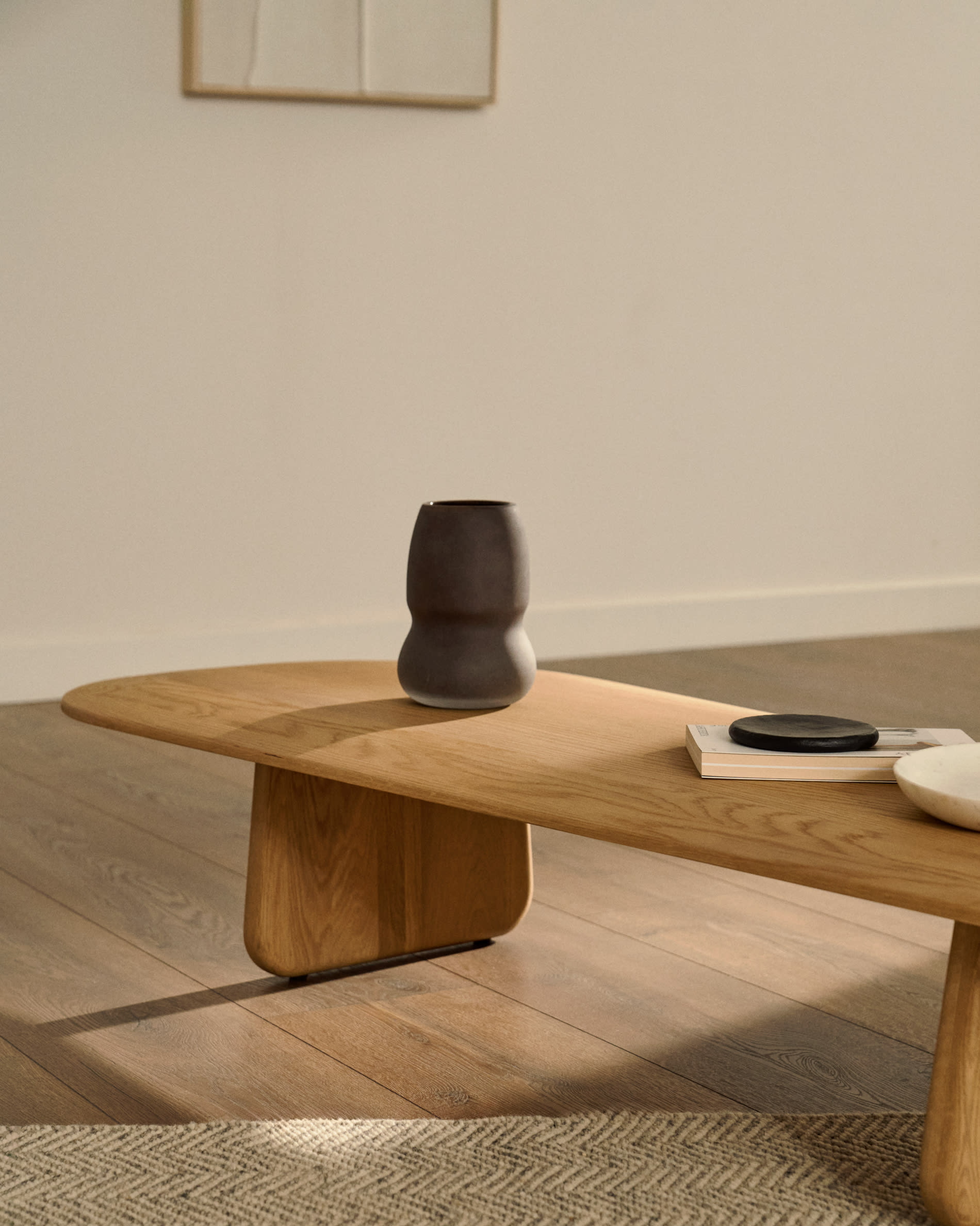 Kave Home Organische Salontafel 'Pirita' Eikenhout, 146 x 64cm, kleur Naturel