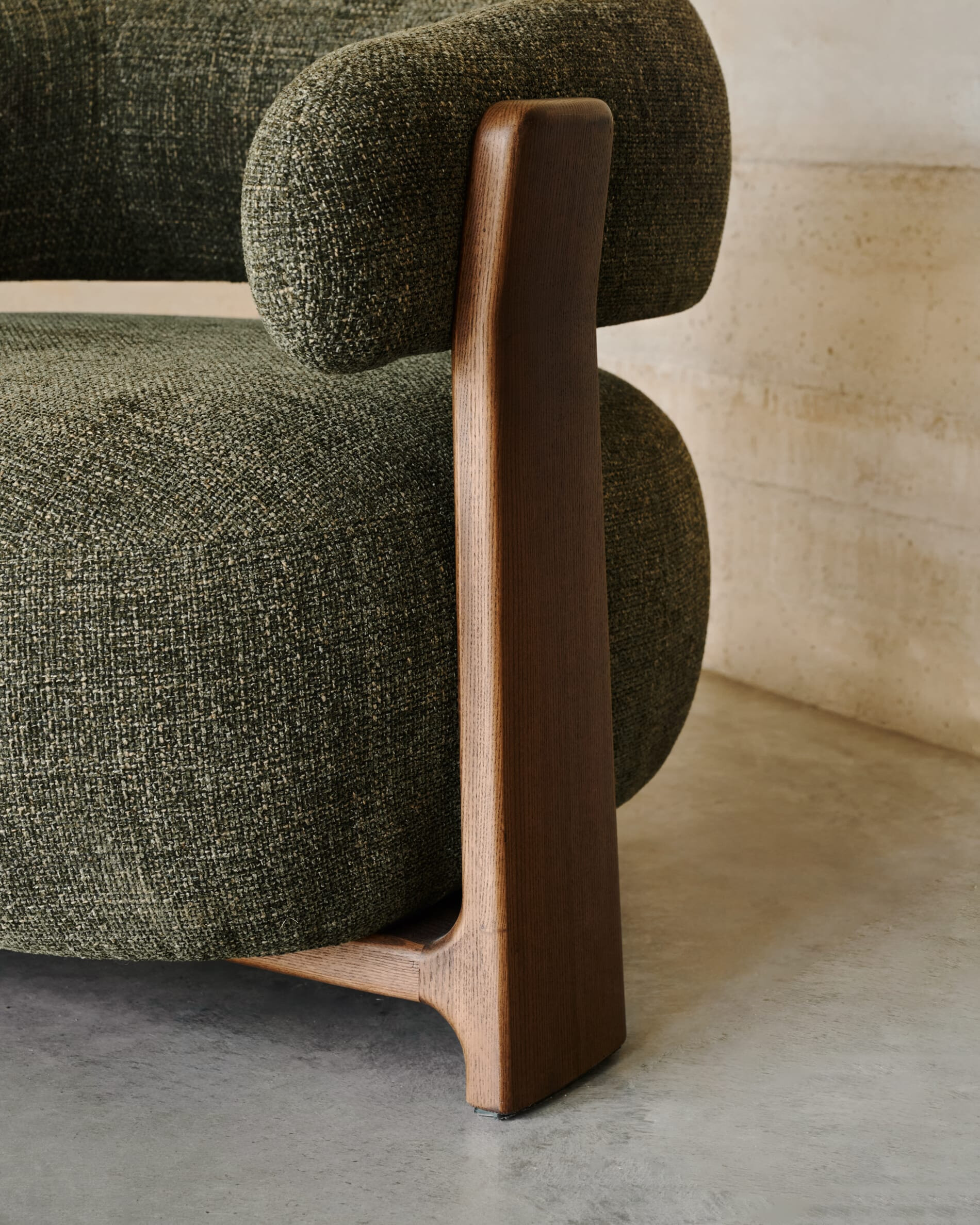 Kave Home Fauteuil 'Granite' Chenille en essenhout, kleur Groen