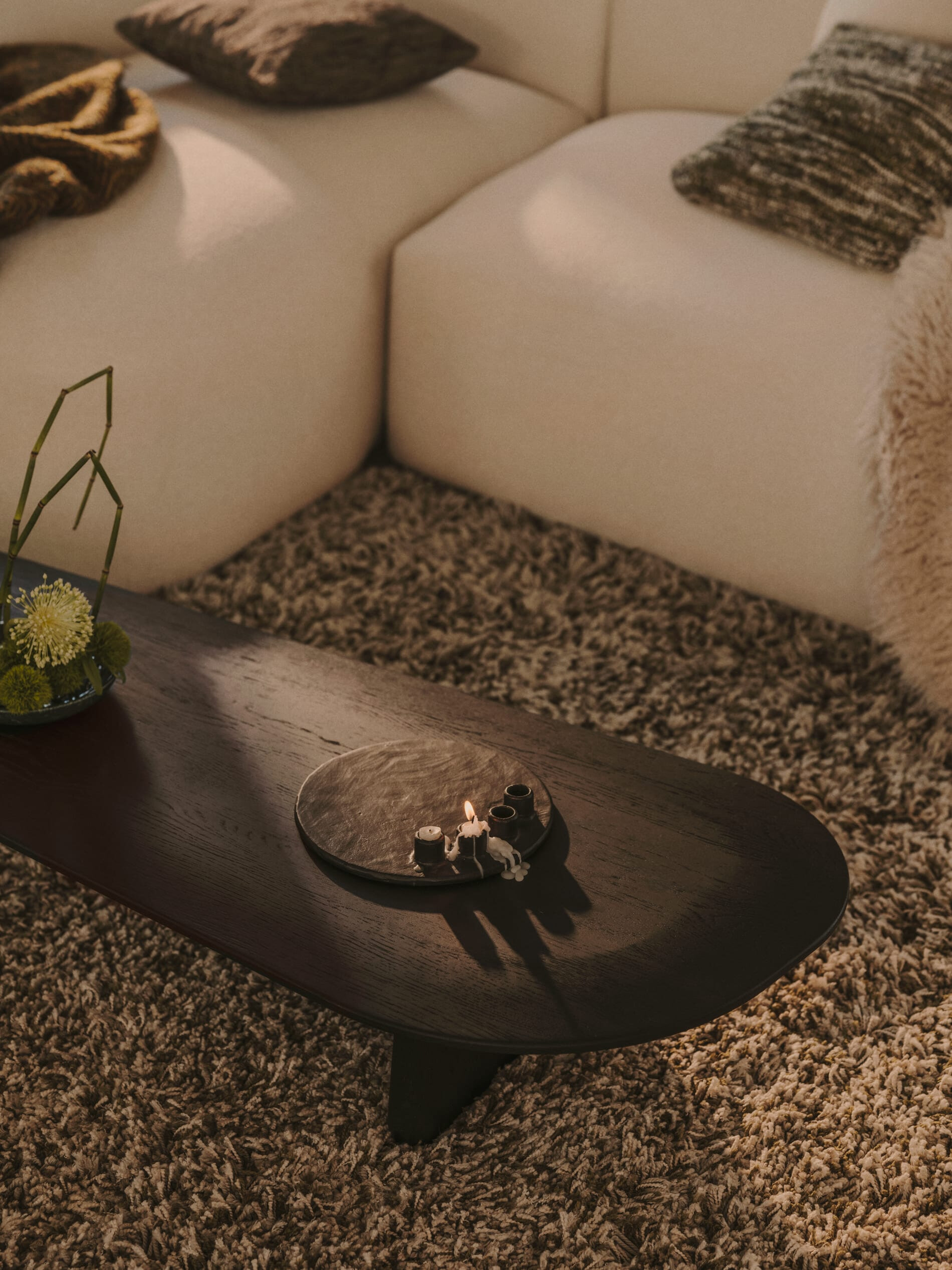 Kave Home Organische Salontafel 'Pirita' Eikenhout, 146 x 64cm, kleur Zwart