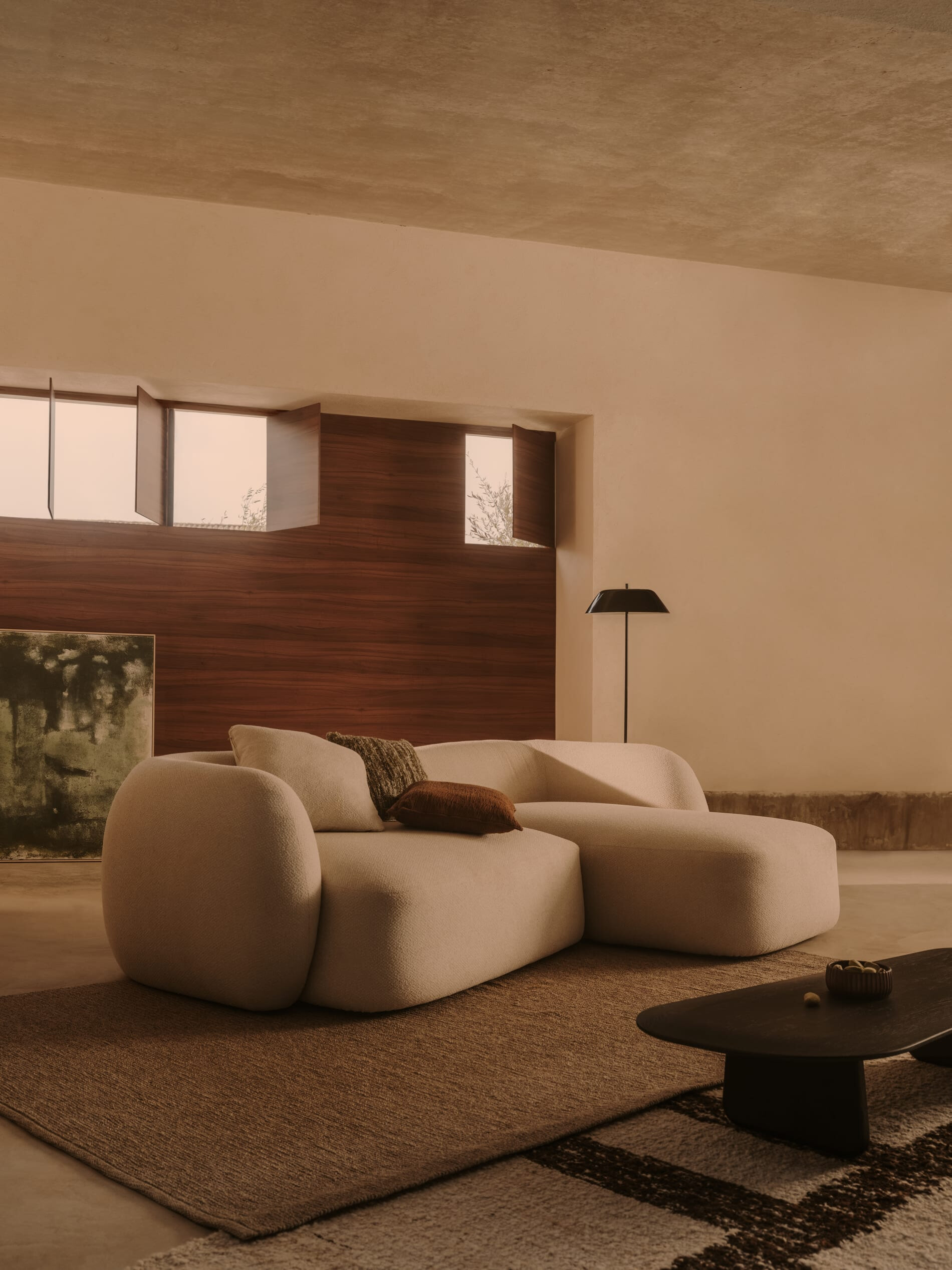 Kave Home 3-zits Loungebank 'Martina' 287cm, Rechts, Structuurstof