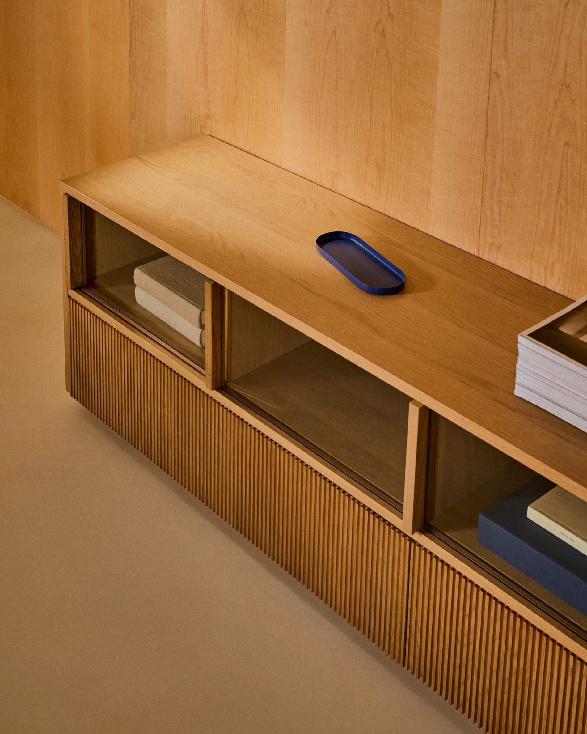 Kave Home TV-meubel 'Helvine' Eiken en glas, 200cm
