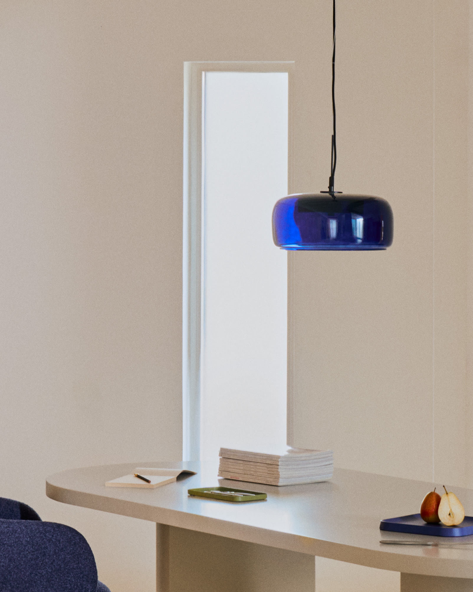 Kave Home Hanglamp 'Reig' 38cm, kleur Blauw