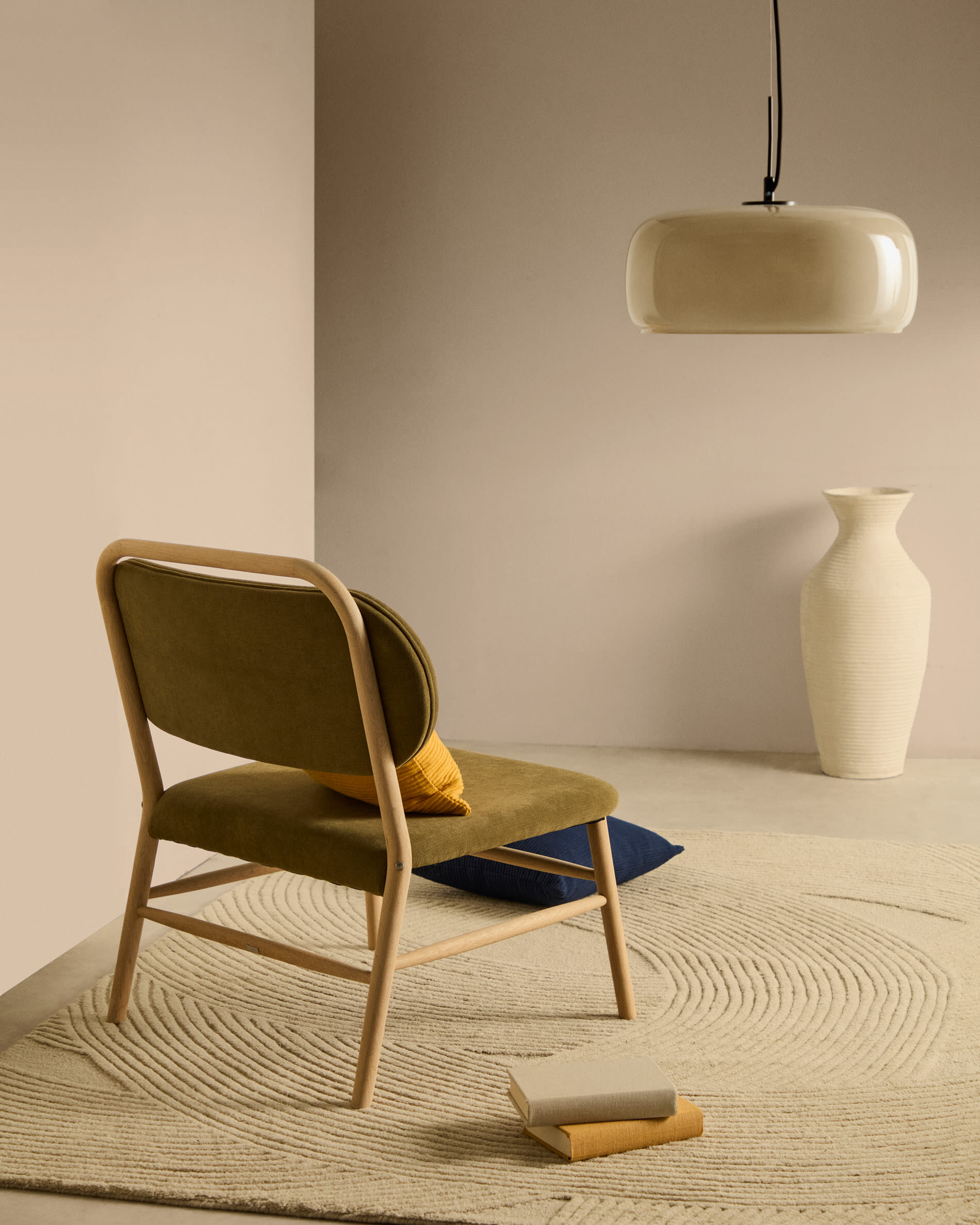Kave Home Hanglamp 'Reig' Glas, 38cm, kleur Beige