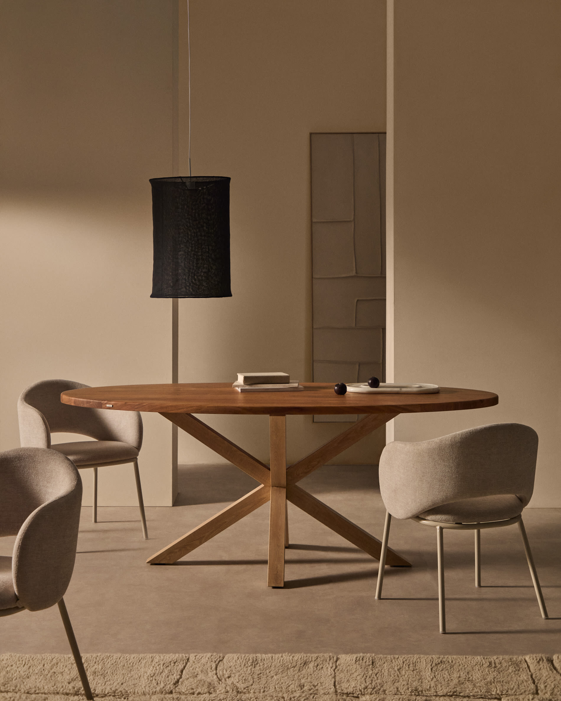 Kave Home Eetkamerstoel 'Maina' Chenille, kleur Beige