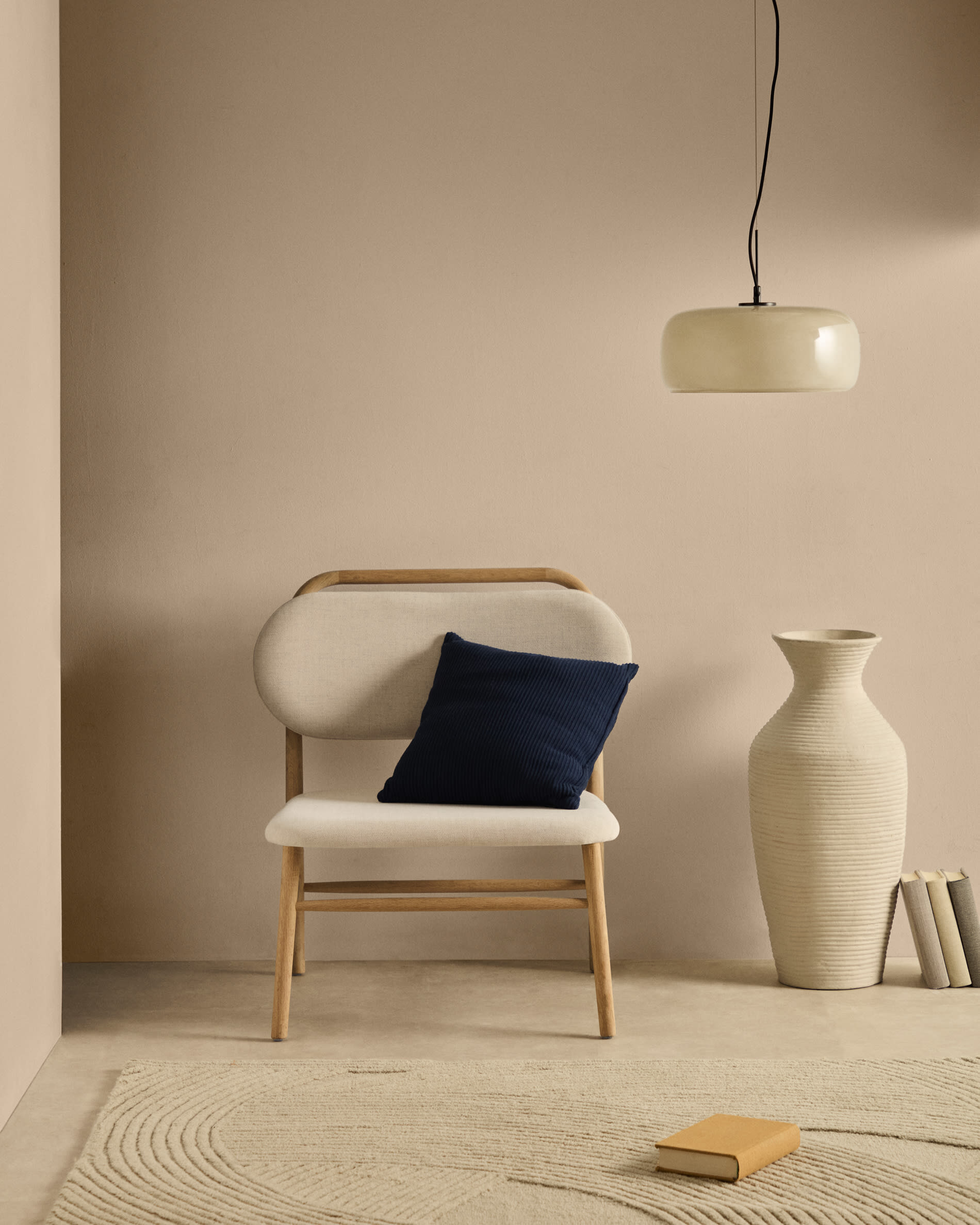 Kave Home Hanglamp 'Reig' Glas, 38cm, kleur Beige