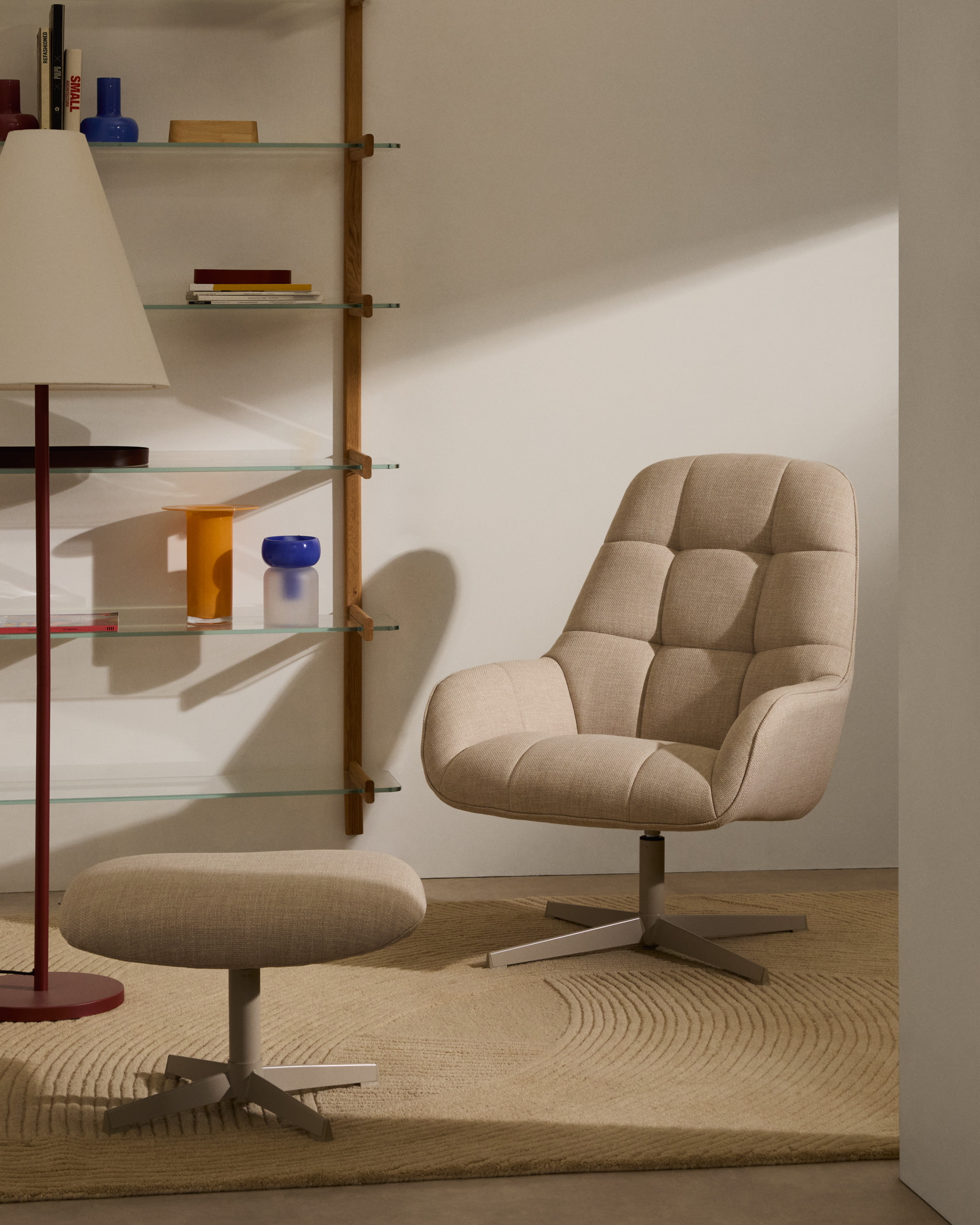 Kave Home Hocker 'Jaspe' Structuurstof, kleur Beige