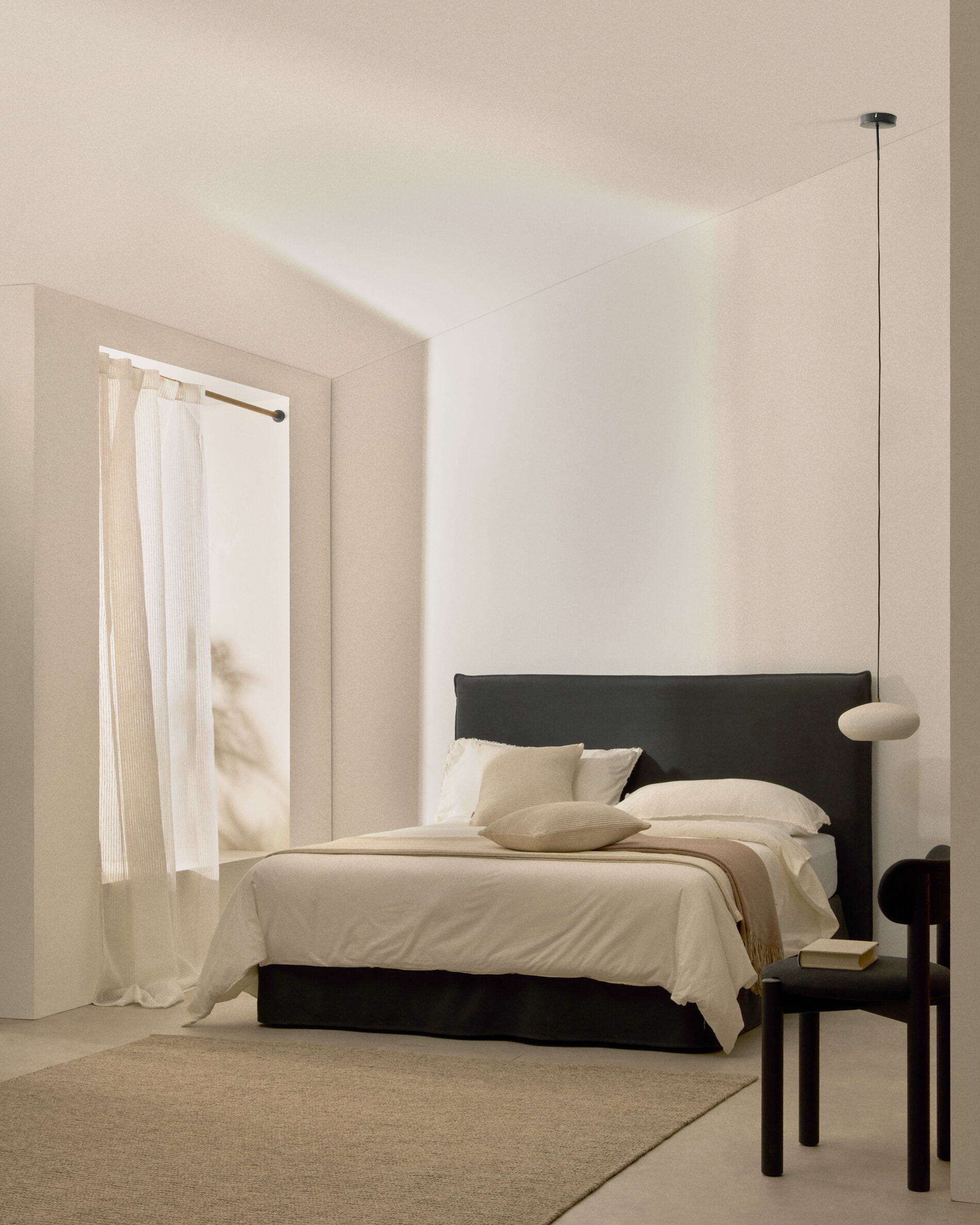 Kave Home Hoofdbord 'Jaira' Linnenmix, 150cm, kleur Antraciet