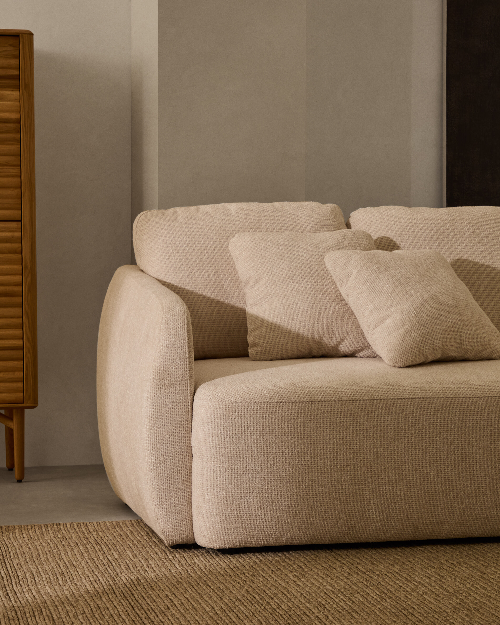 Kave Home 3-zits Slaapbank 'Laira' Chenille, kleur Beige