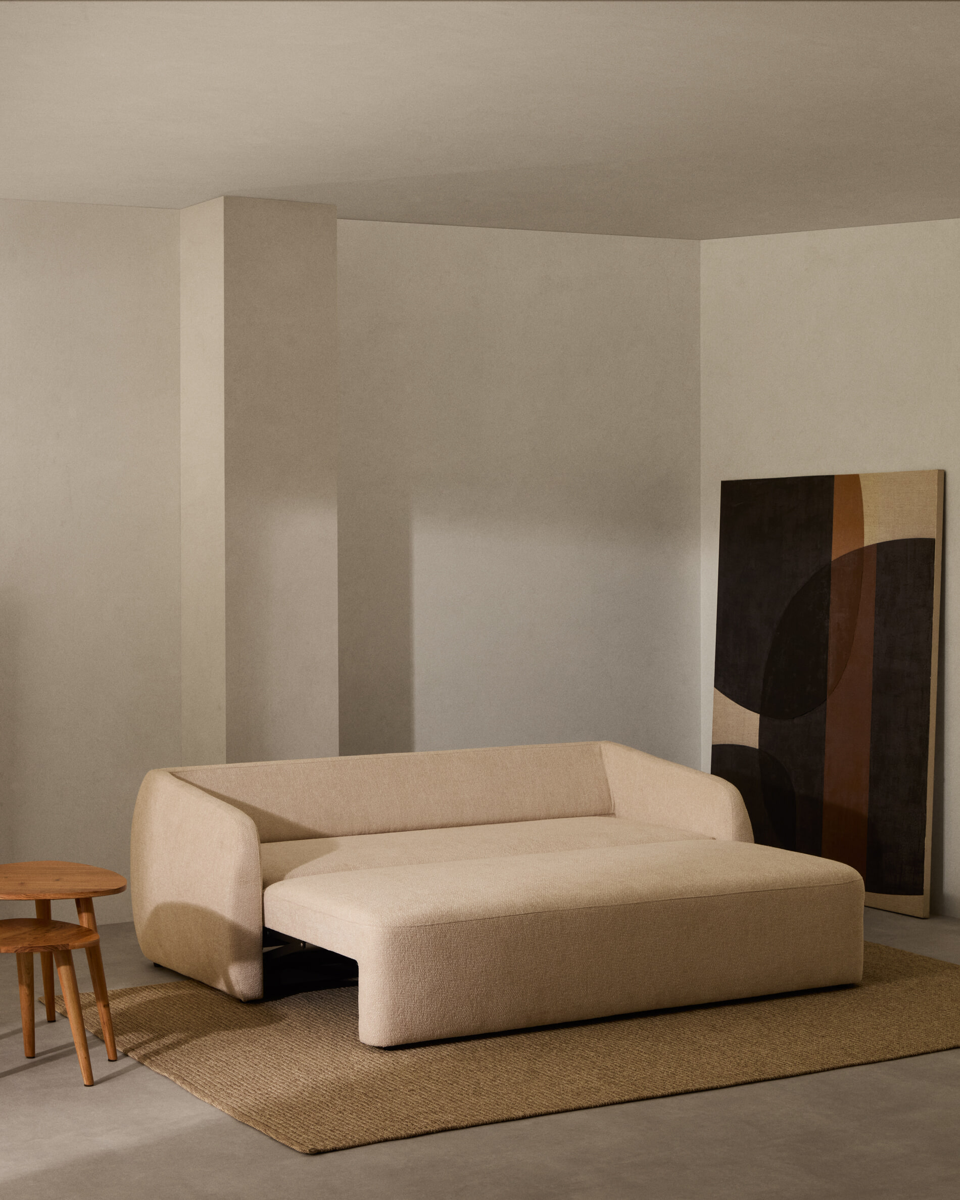 Kave Home 3-zits Slaapbank 'Laira' Chenille, kleur Beige