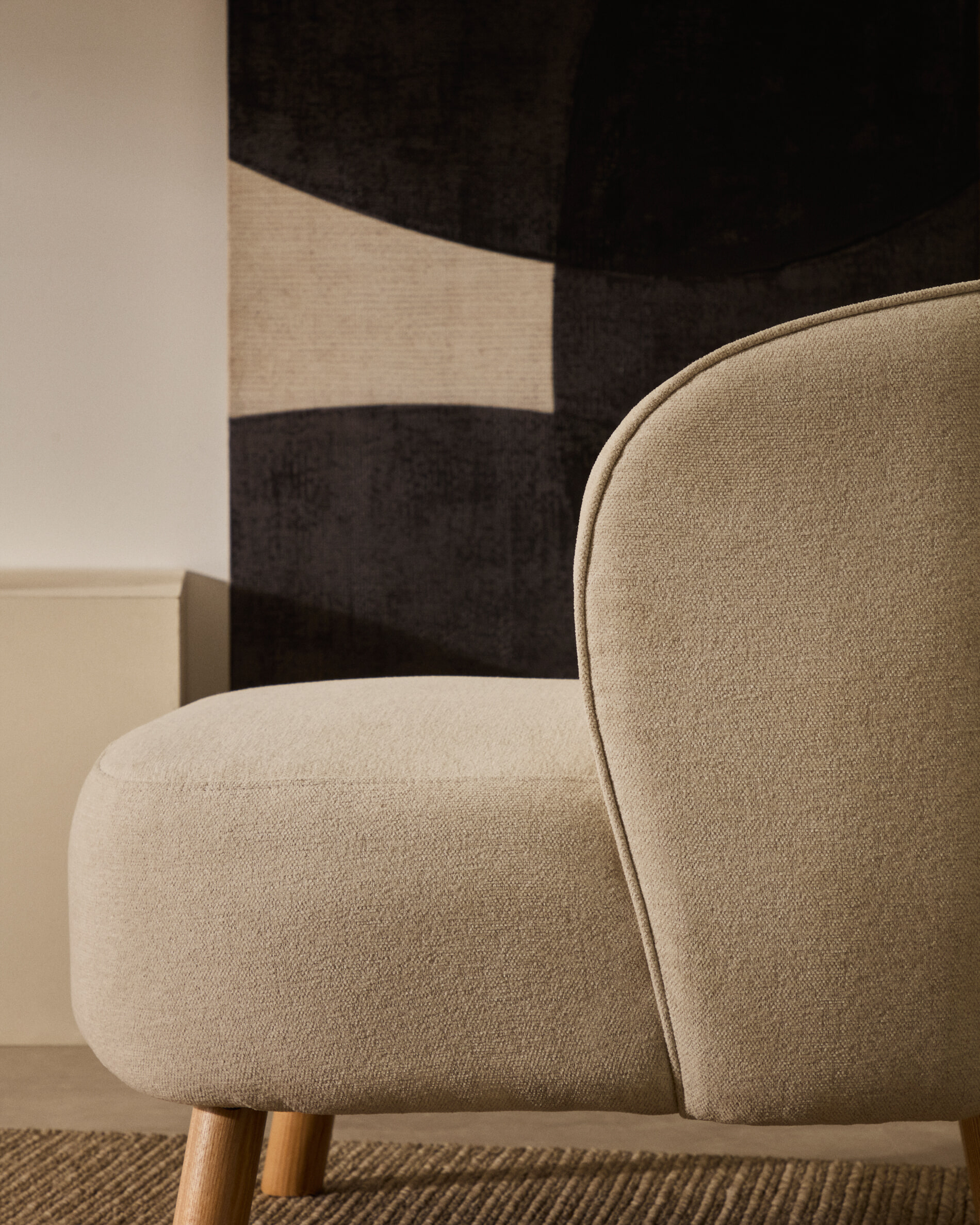 Kave Home Fauteuil 'Ulit' Chenille, kleur Beige