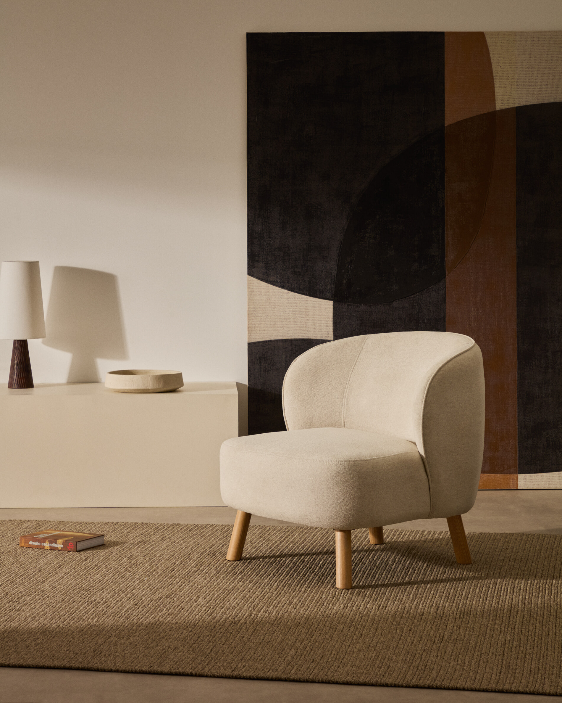 Kave Home Fauteuil 'Ulit' Chenille, kleur Beige