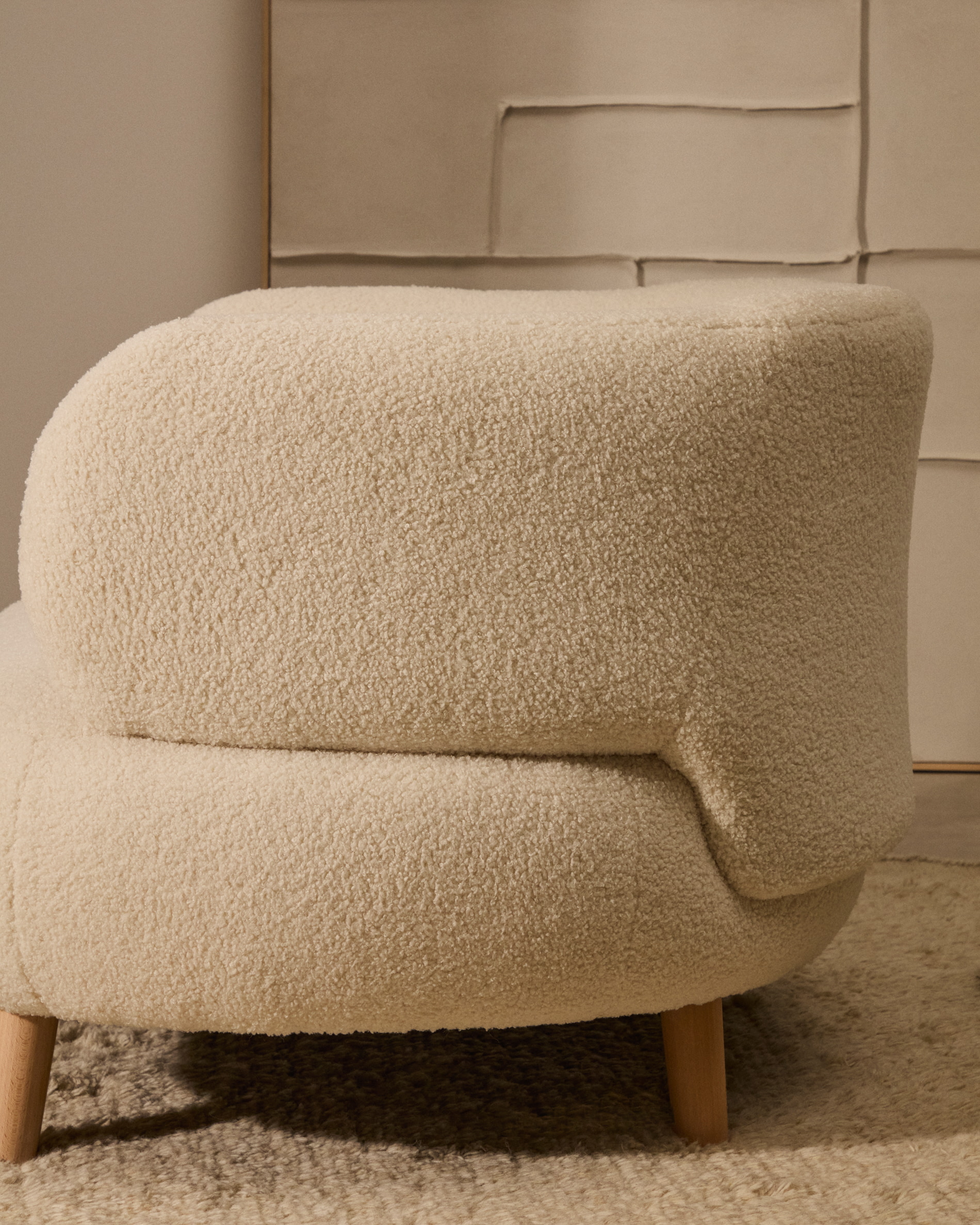 Kave Home Fauteuil 'Luisa' Bouclé, kleur Ecru