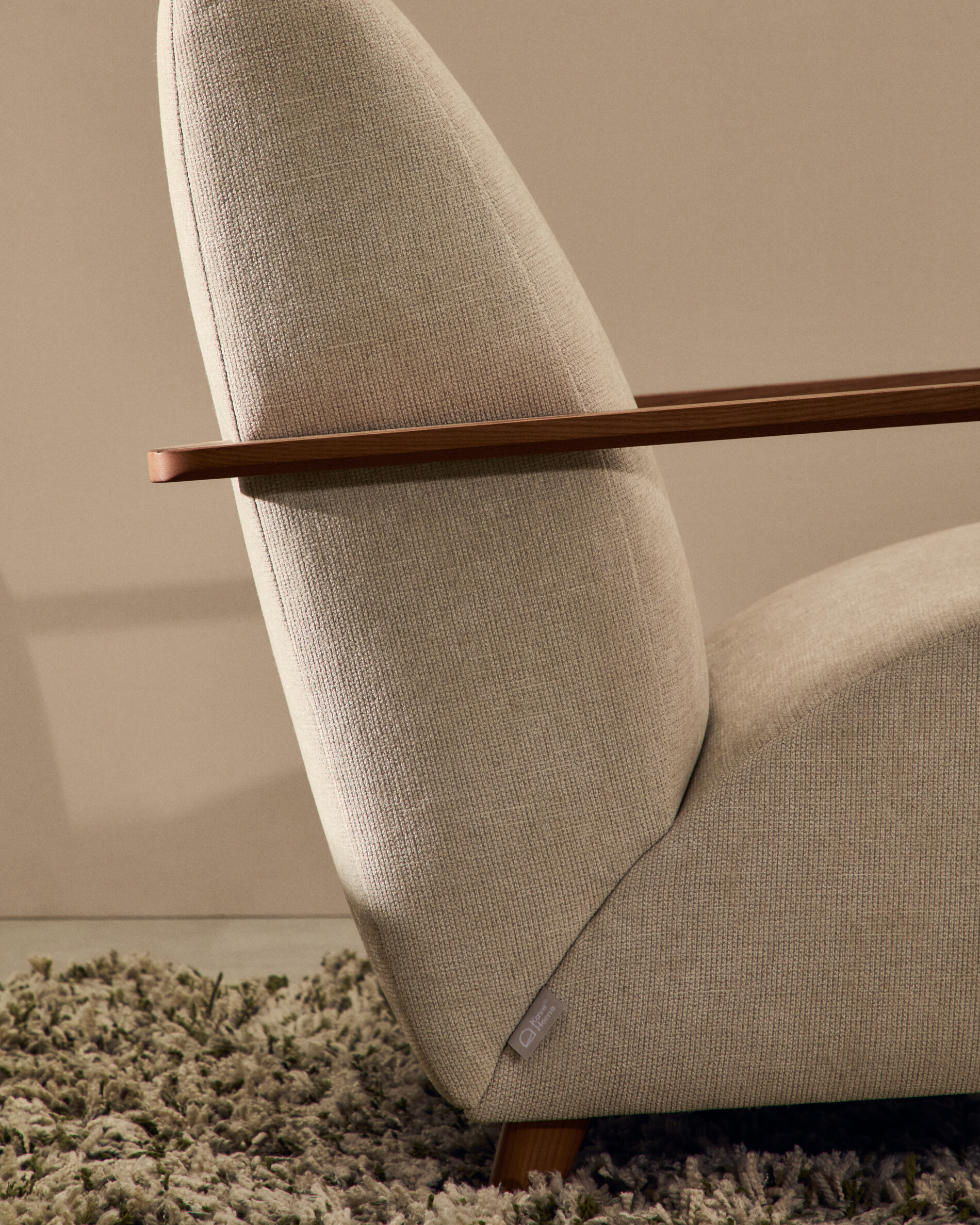 Kave Home Fauteuil 'Meghan' Chenille, kleur Beige/Bruin