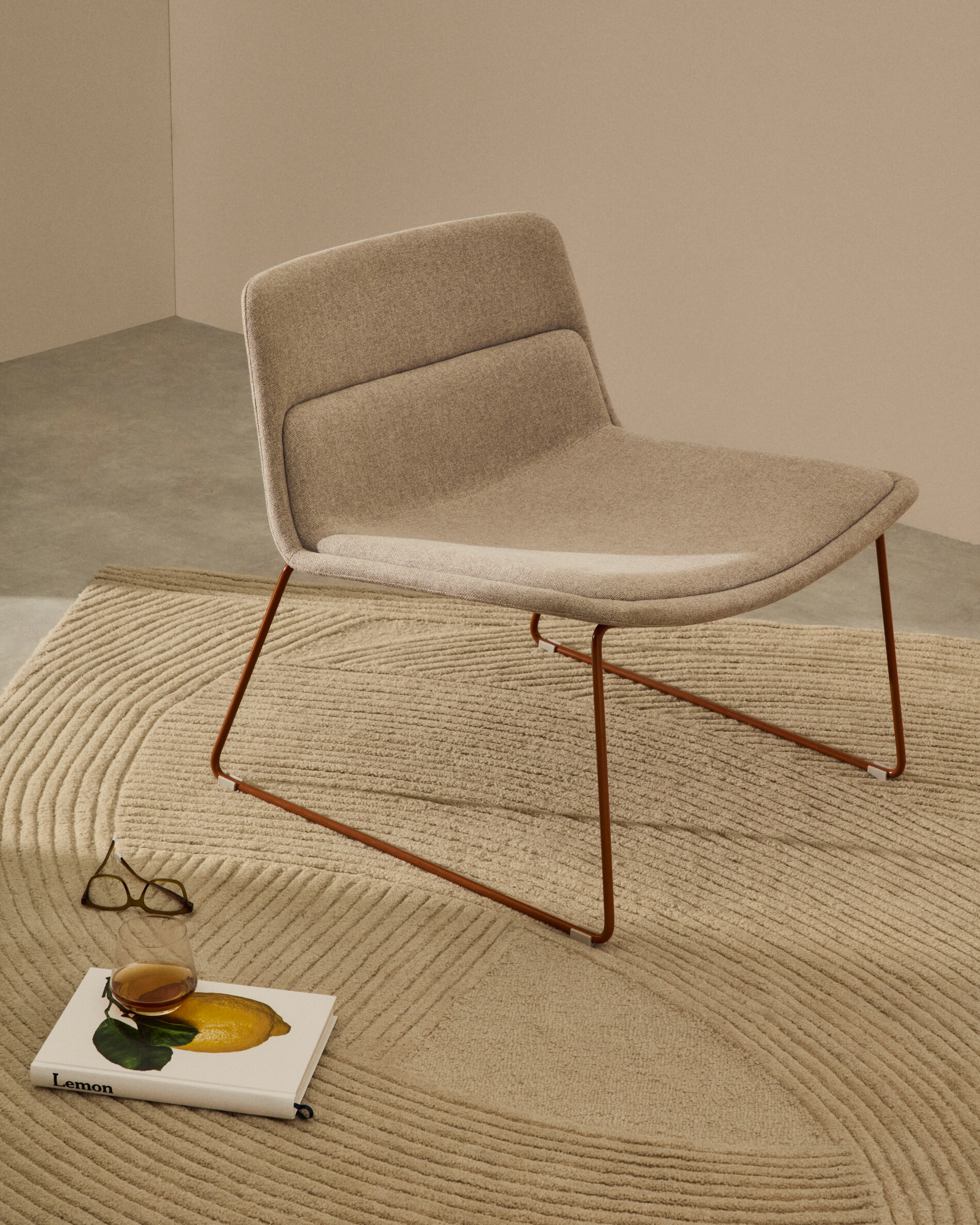 Kave Home Fauteuil 'Zahara' kleur Beige/Terracotta