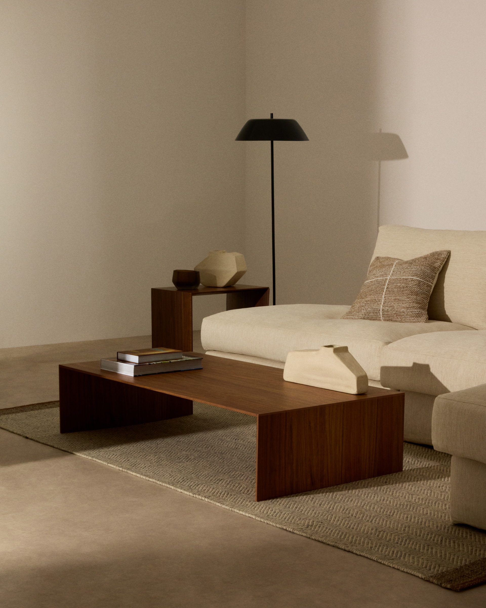 Kave Home Salontafel 'Litto' Walnoot, 140 x 70cm, kleur Bruin