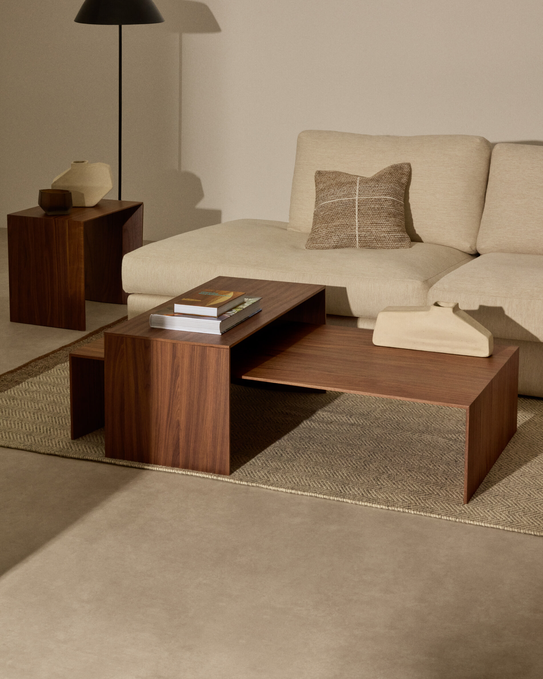 Kave Home Salontafel 'Litto' Walnoot, 90 x 45cm, kleur Bruin